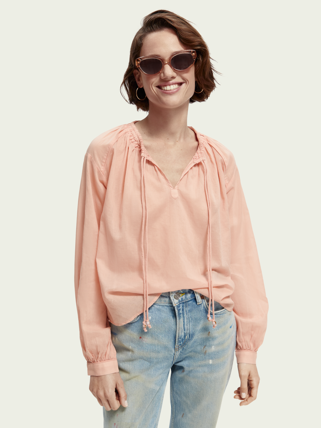 Organic Cotton Gathered Shirt | scotch & soda outlet