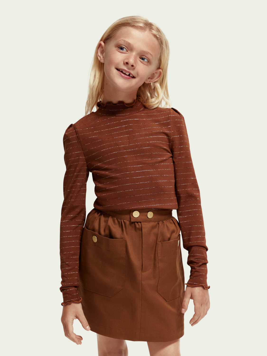 Yarn-Dyed Long-Sleeved Fitted Turtleneck T-Shirt
