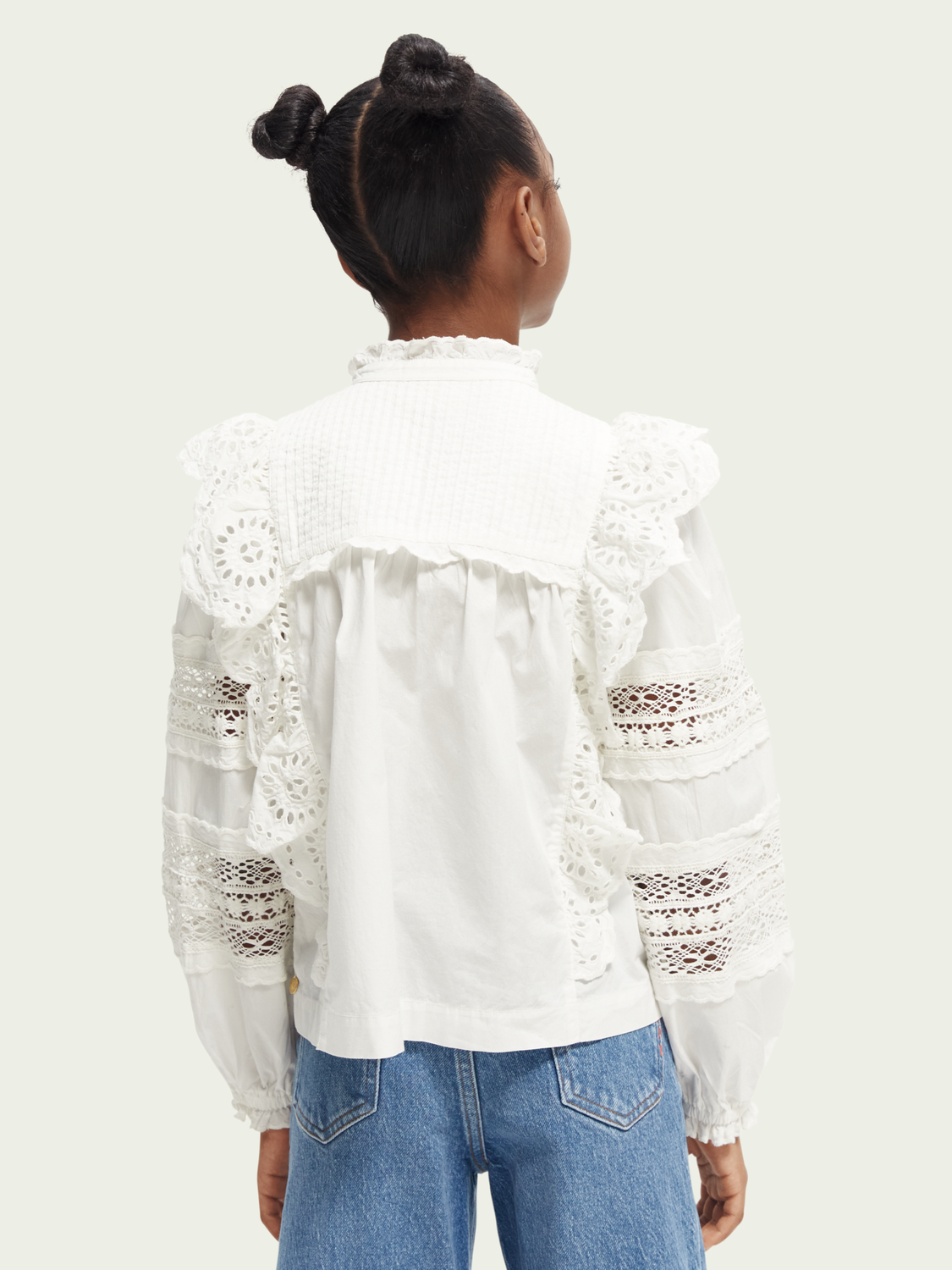 Broderie Anglaise Organic Cotton Ruffled Top
