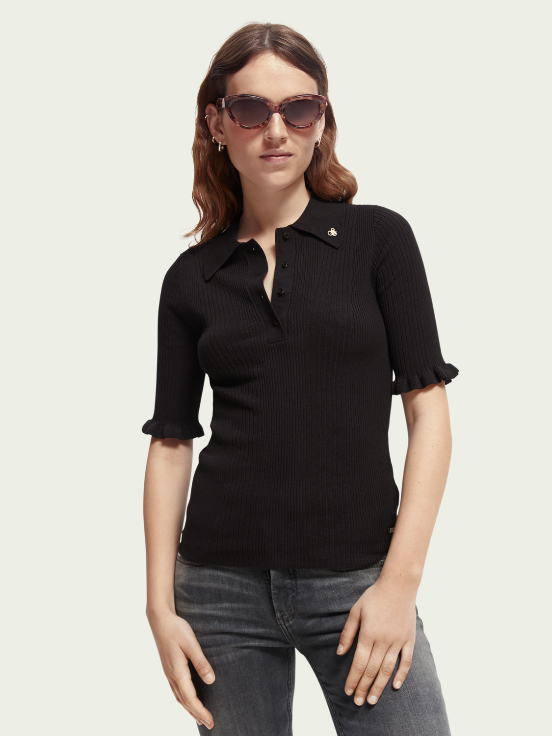 Fitted Rib Knit Polo | scotch & soda outlet