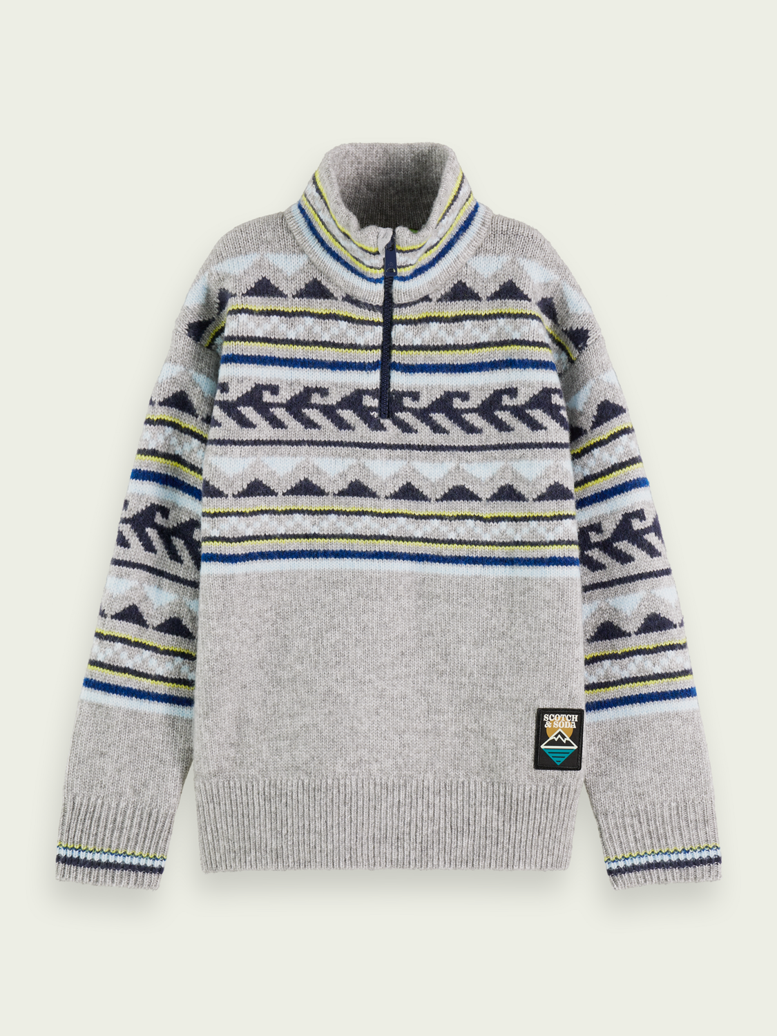 Half-Zip Intarsia Knit Sweater