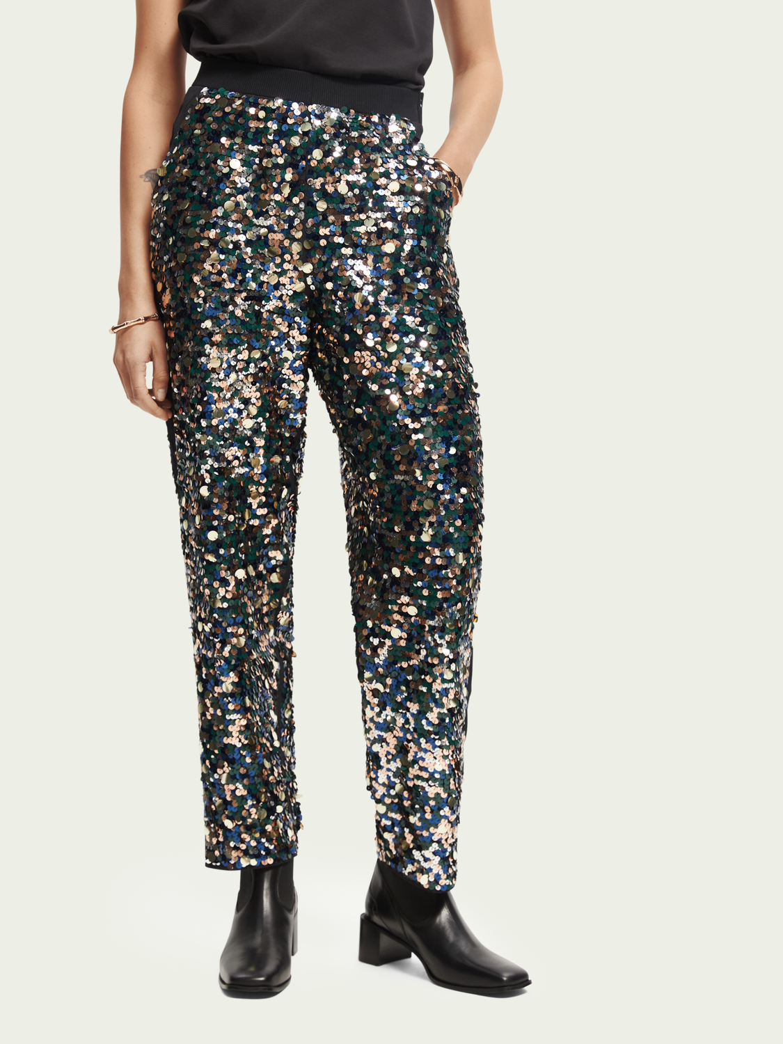 High-Rise Sequin Pants | scotch & soda outlet