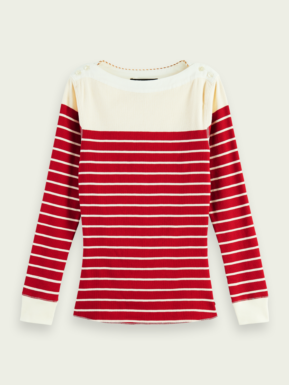 Striped Boatneck Organic Cotton T-Shirt | scotch & soda outlet