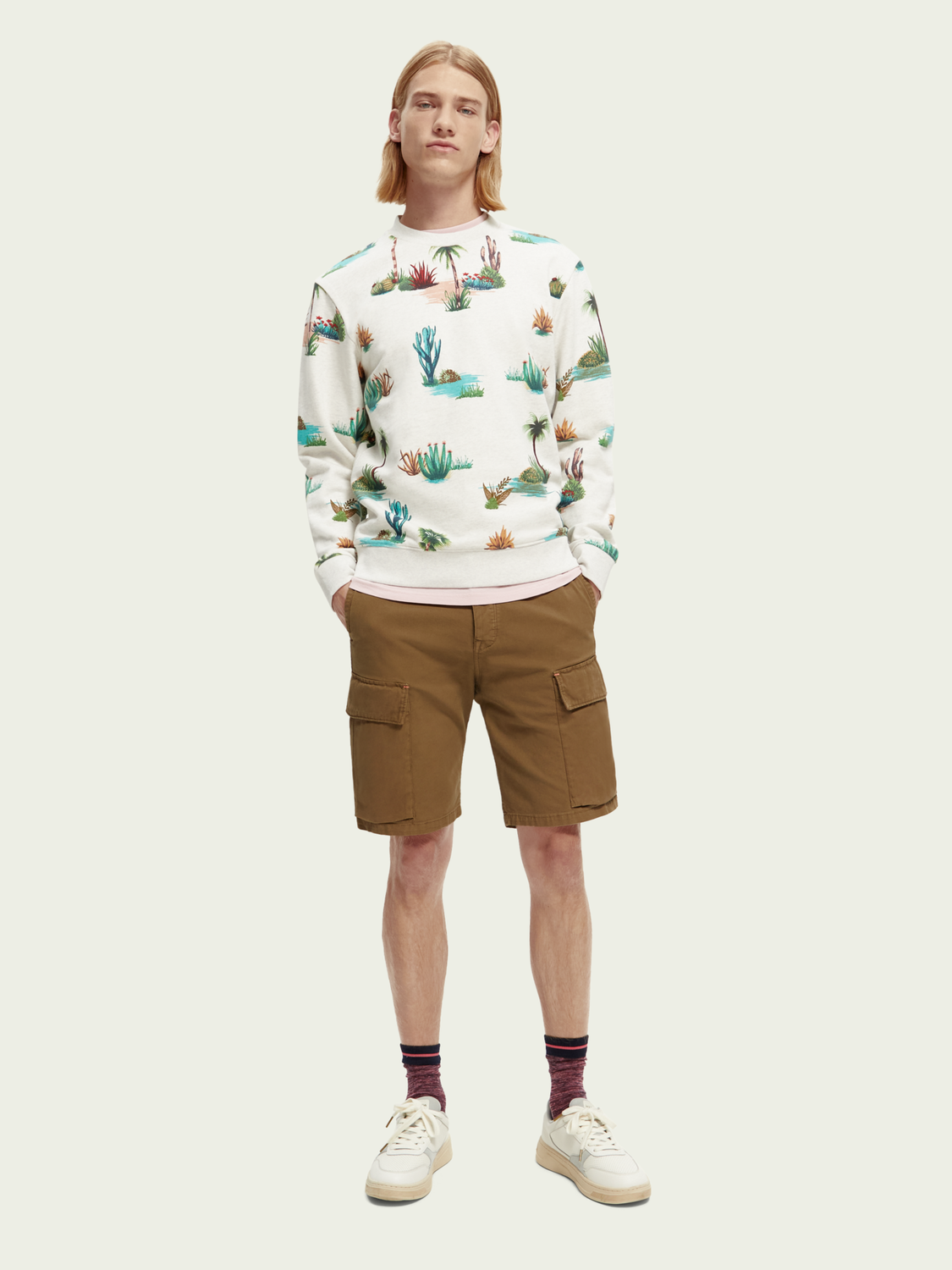 Printed Crewneck Organic Cotton Sweatshirt | Scotch And Soda Outlet