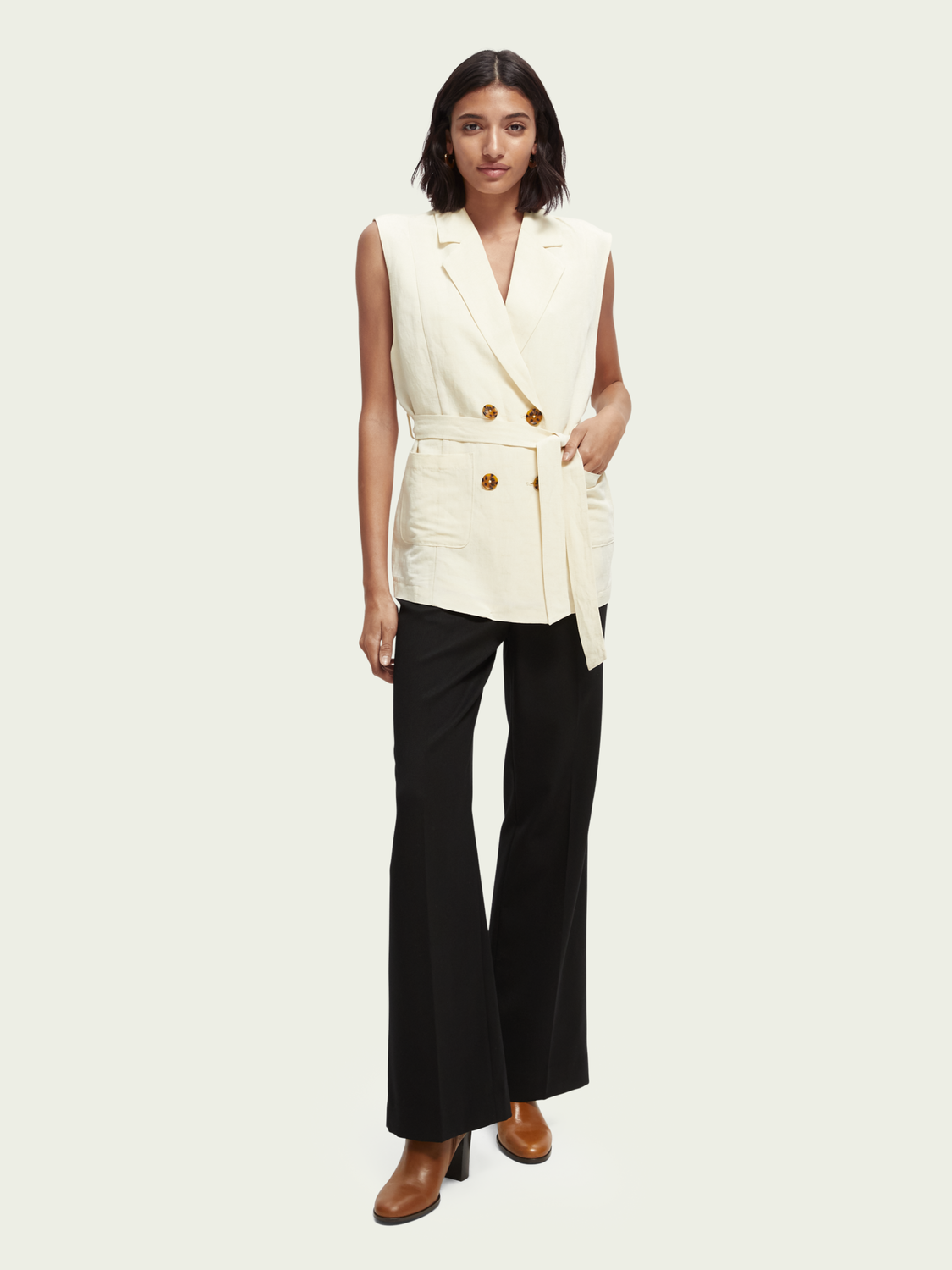 Belted Double-Breasted Gilet | scotch & soda outlet