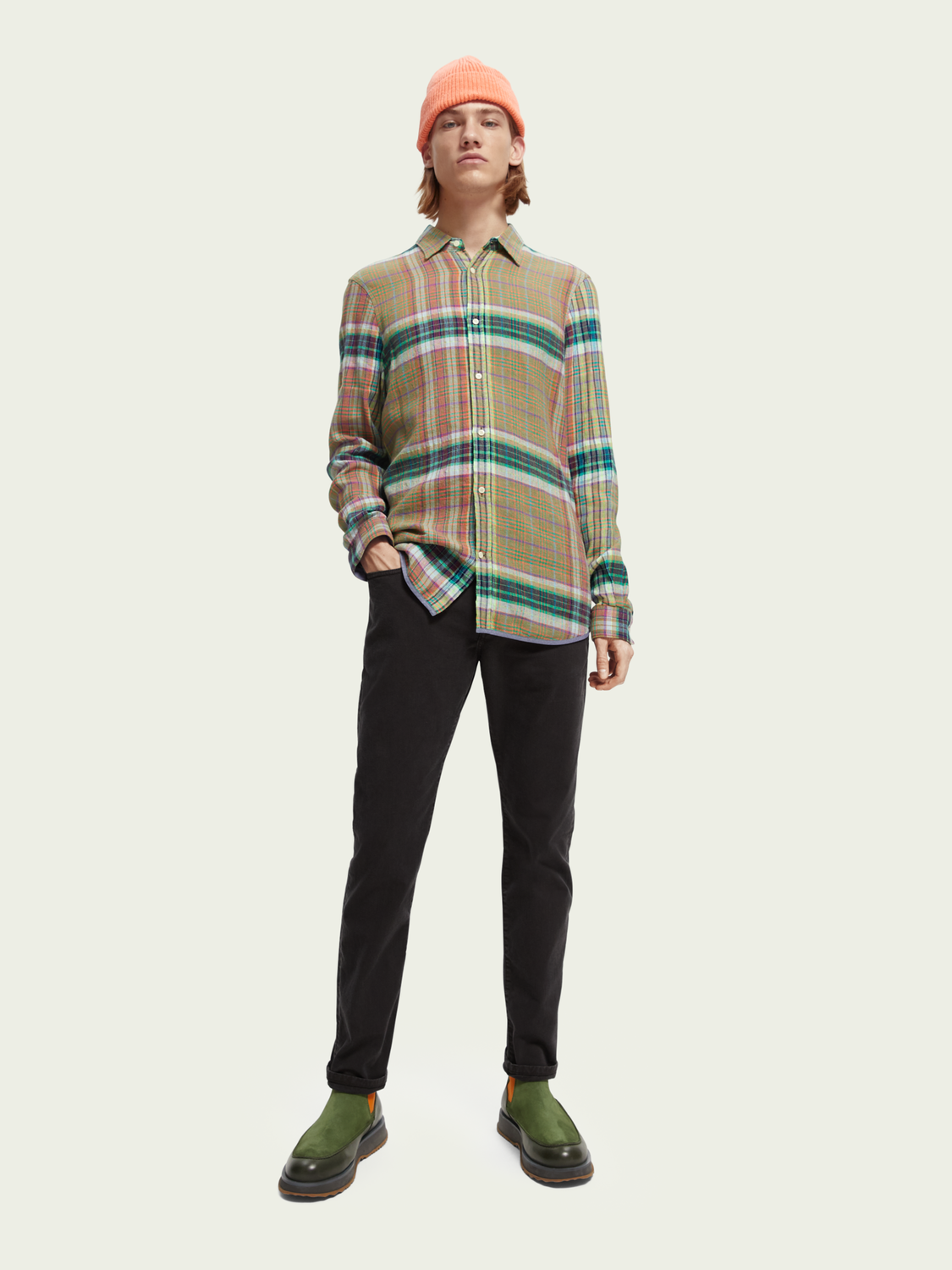 Regular-Fit Lightweight Checked Flannel Shirt | Scotch And Soda Outlet