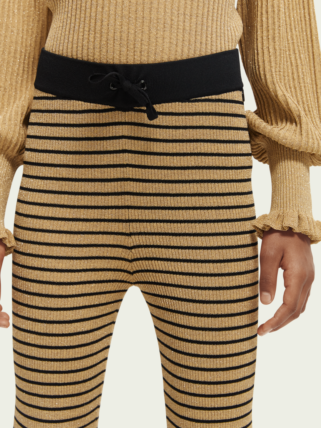 High-Rise Knit Flared Trousers