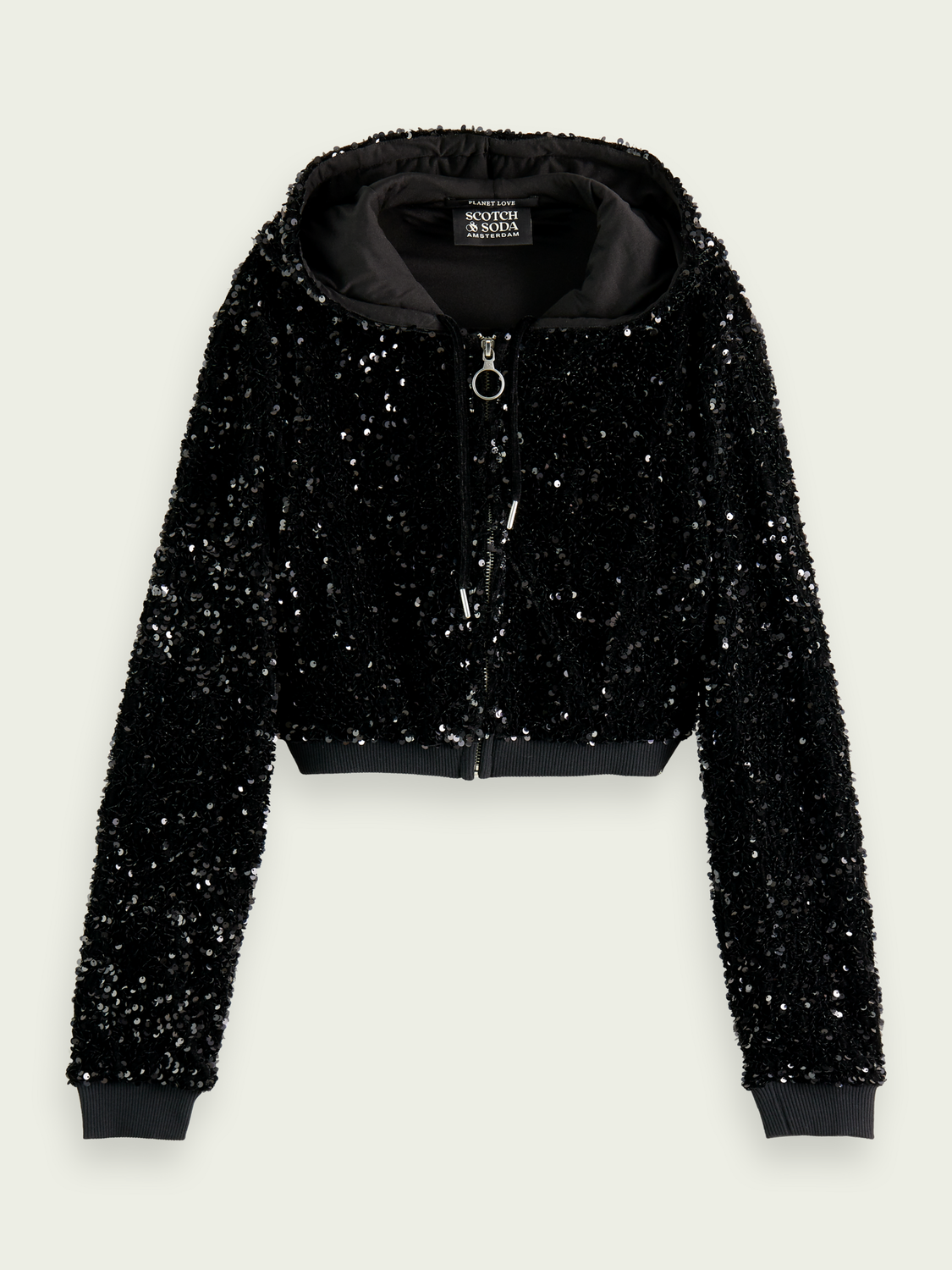 Cropped Sequin Hoodie | scotch & soda outlet