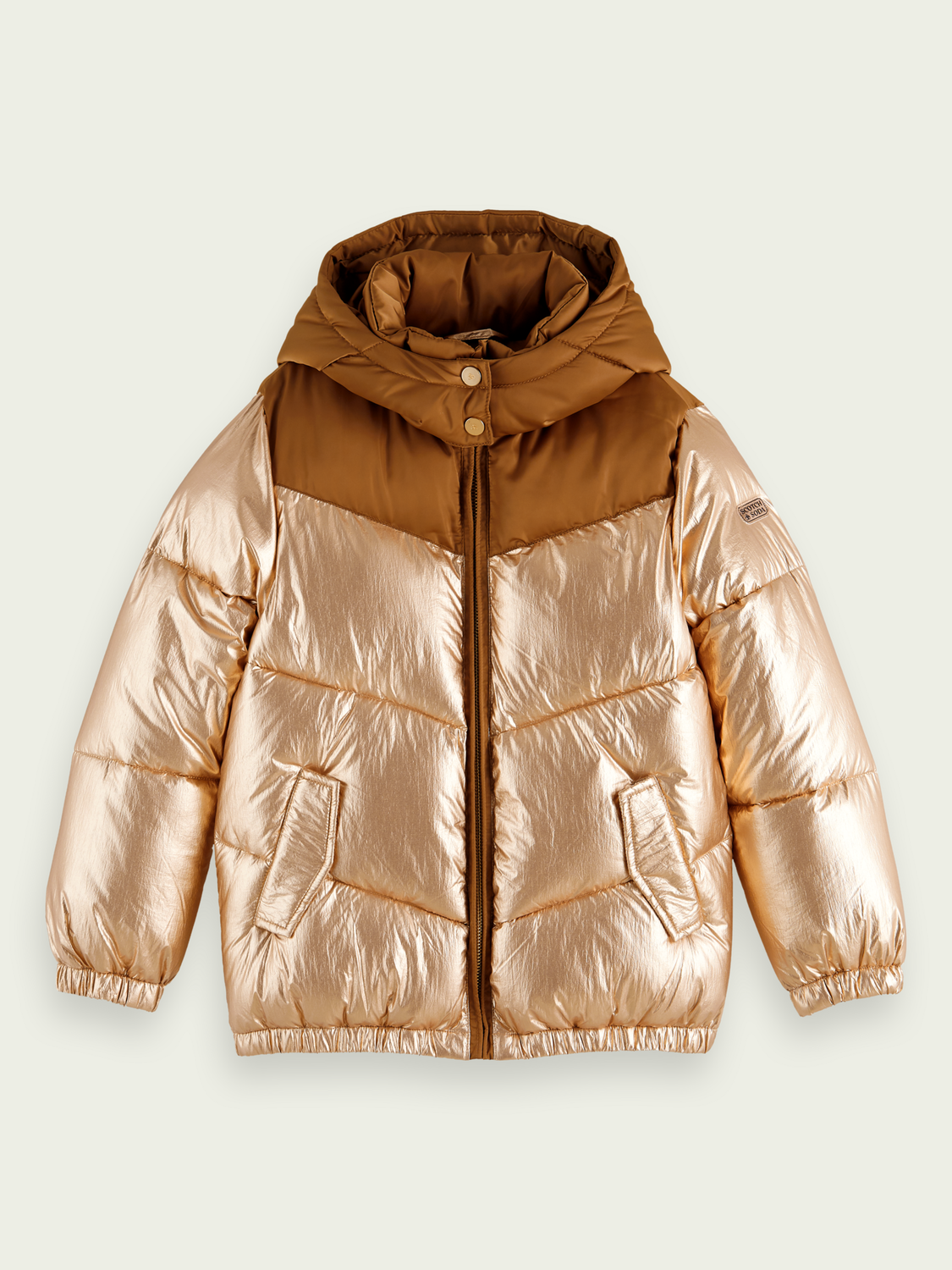 Metallic Colour Block Puffer Jacket