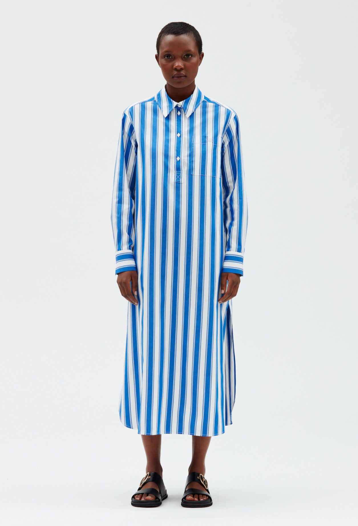 Blue striped shirt dress DUAL-COLOR