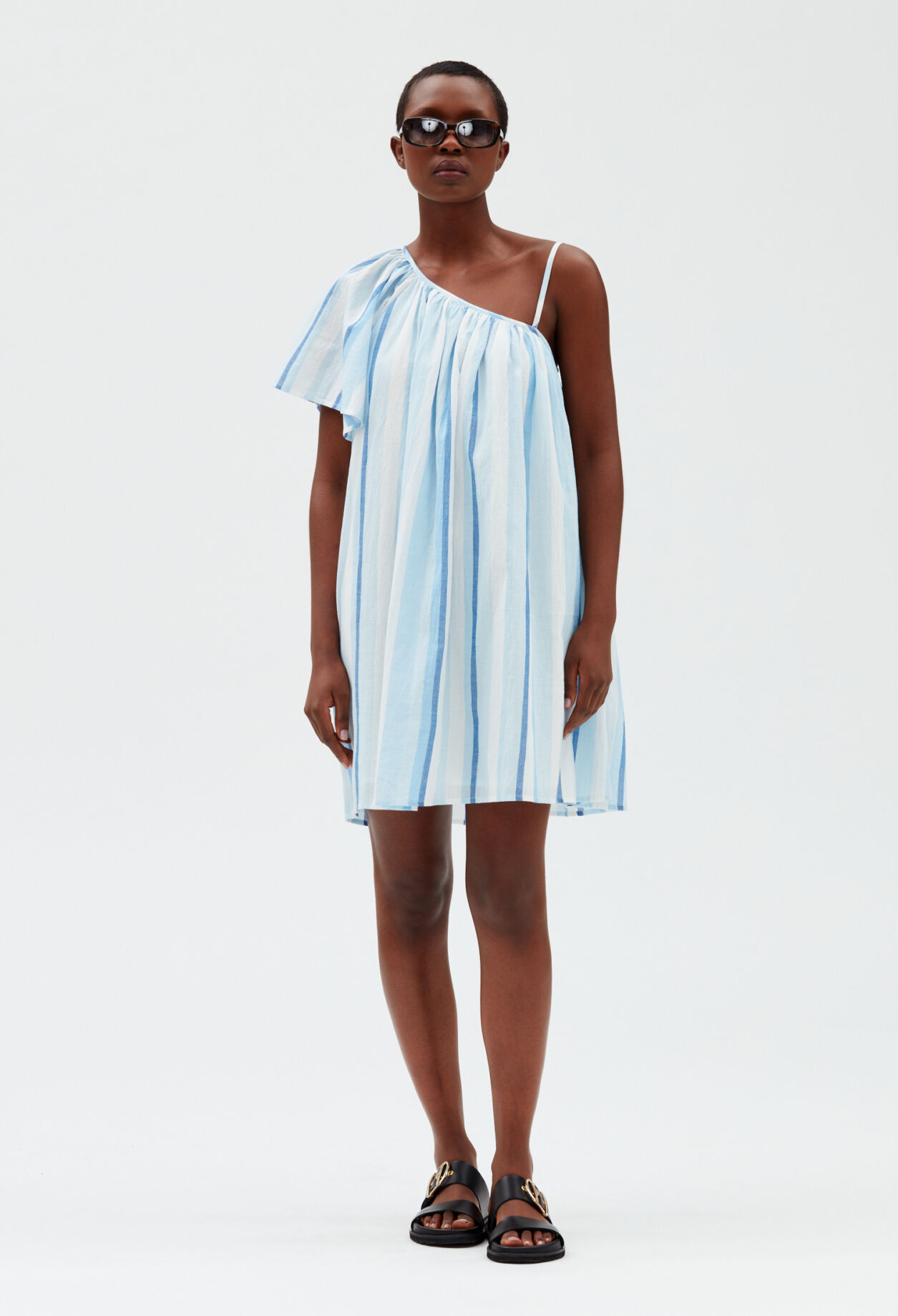 Blue asymmetrical short dress MULTICOLORED