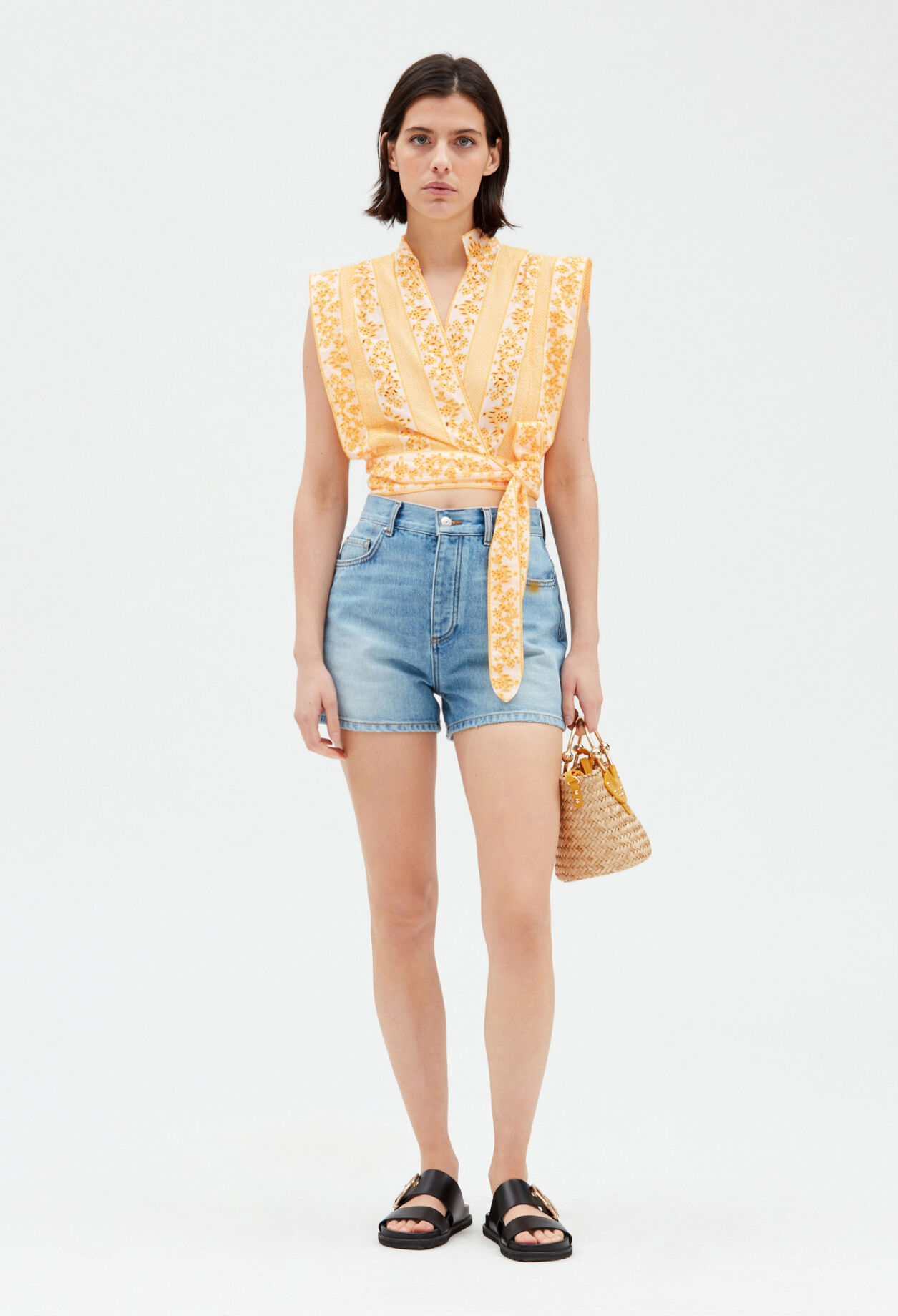 Embroidered mimosa wrap over top MIMOSA