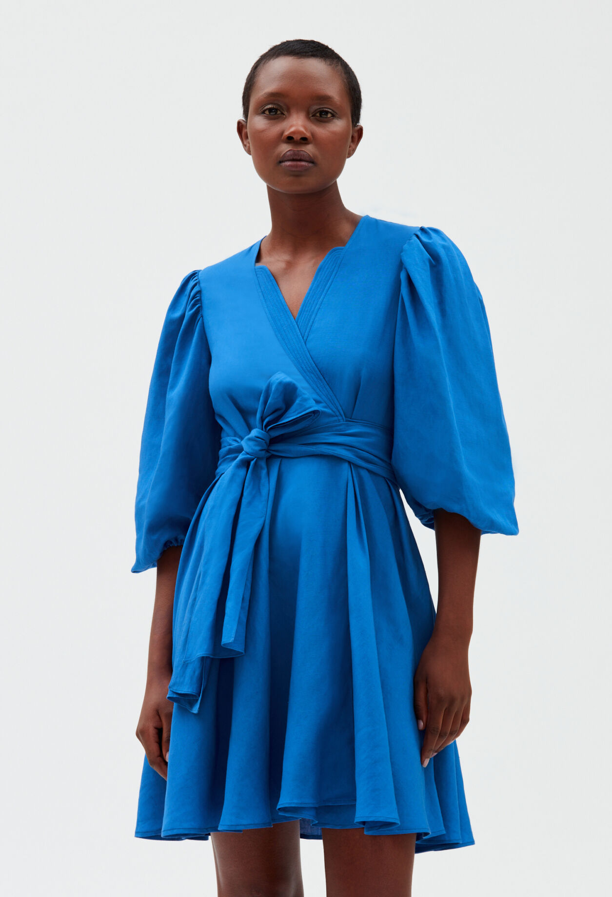 Short wraparound dress SANTORINI BLUE