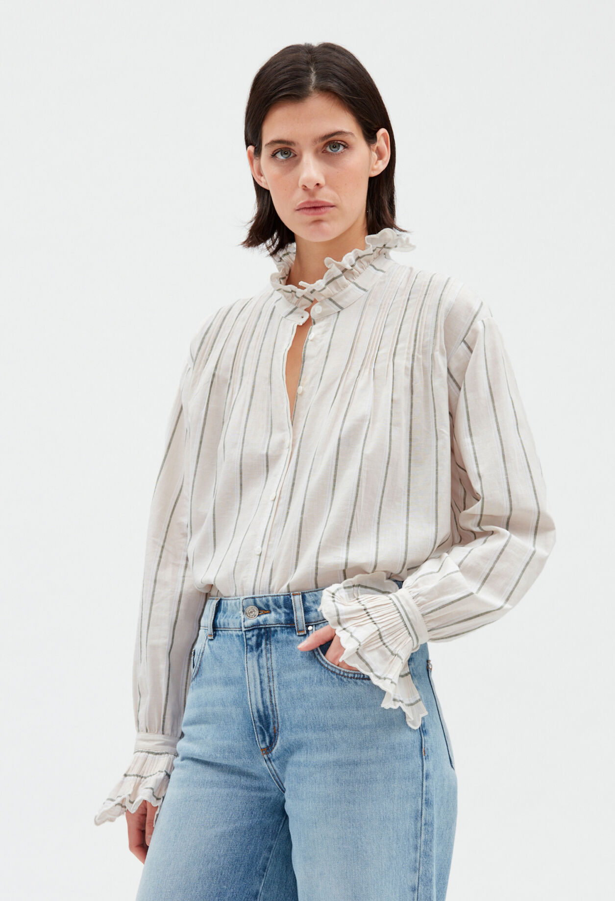 Striped ruffled shirt MULTICOLORED