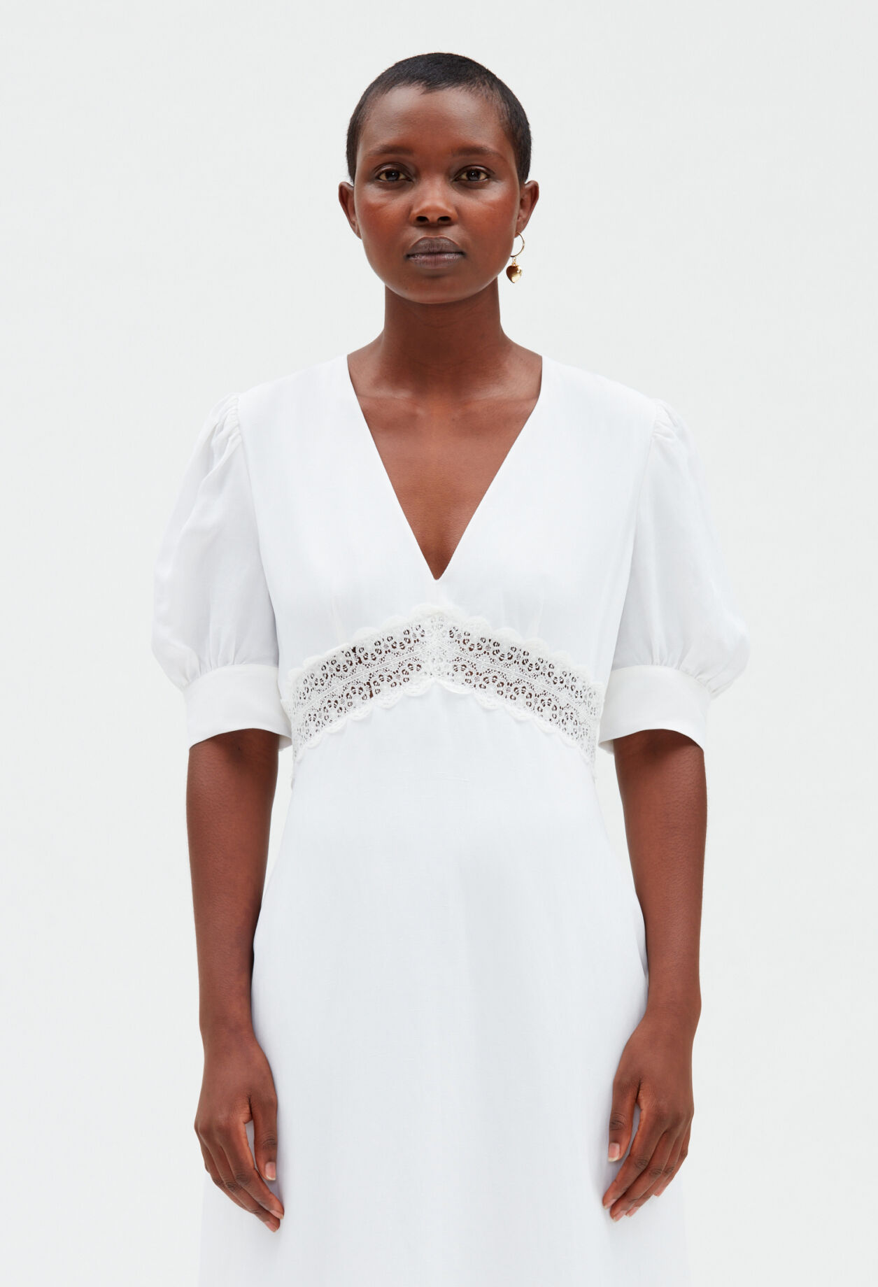 Embroidered midi dress BLACK