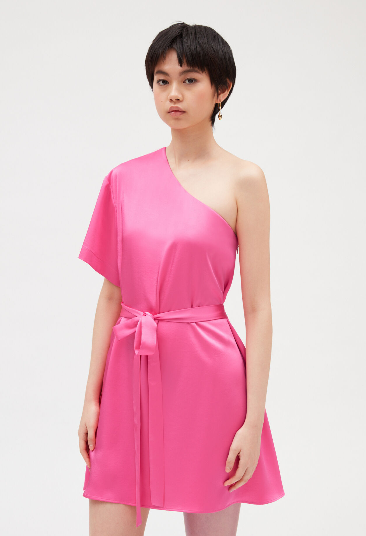 Pink asymmetrical mini dress BUBBLE GUM