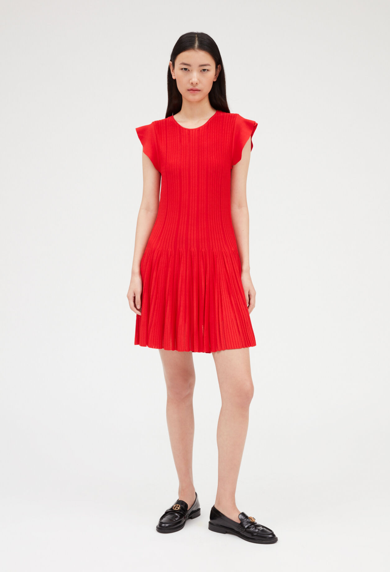 Red knit short dress RED