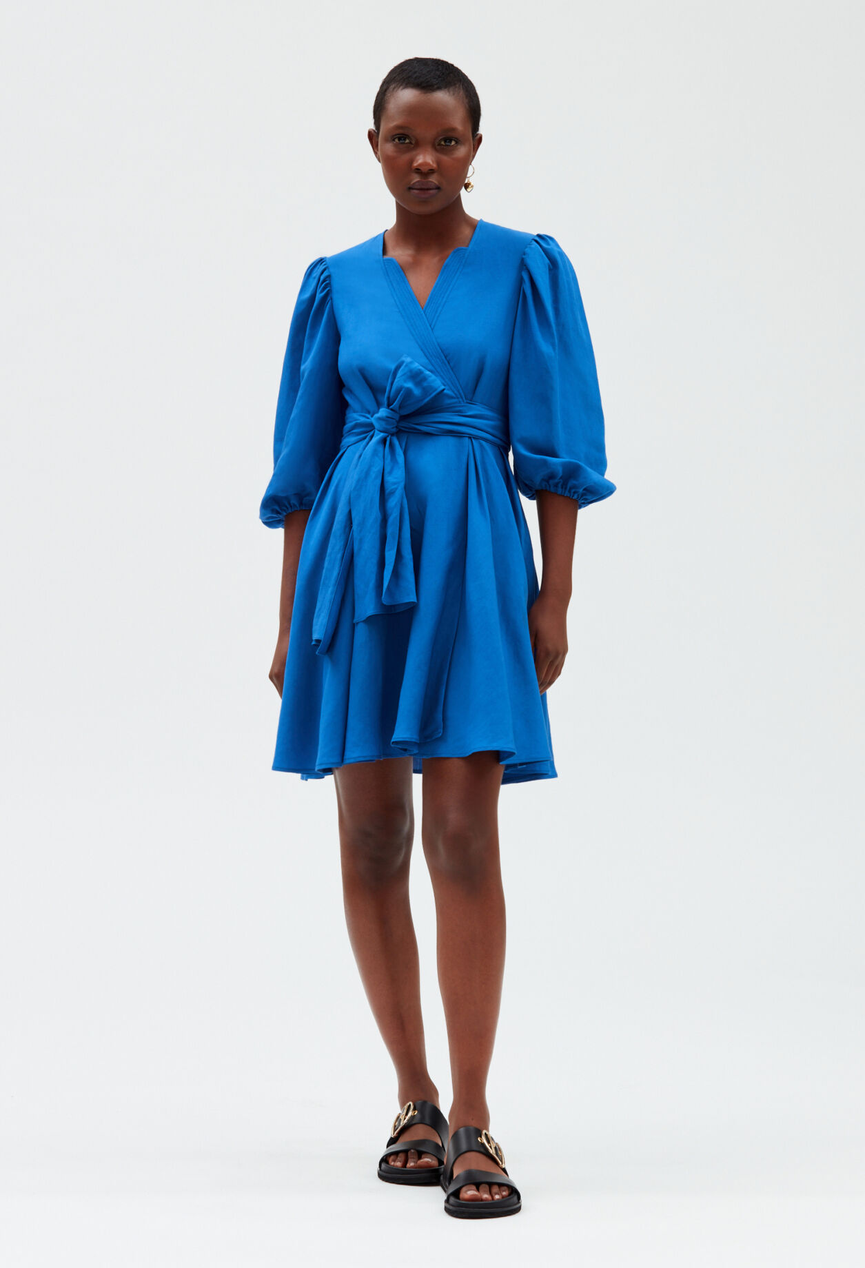Short wraparound dress SANTORINI BLUE