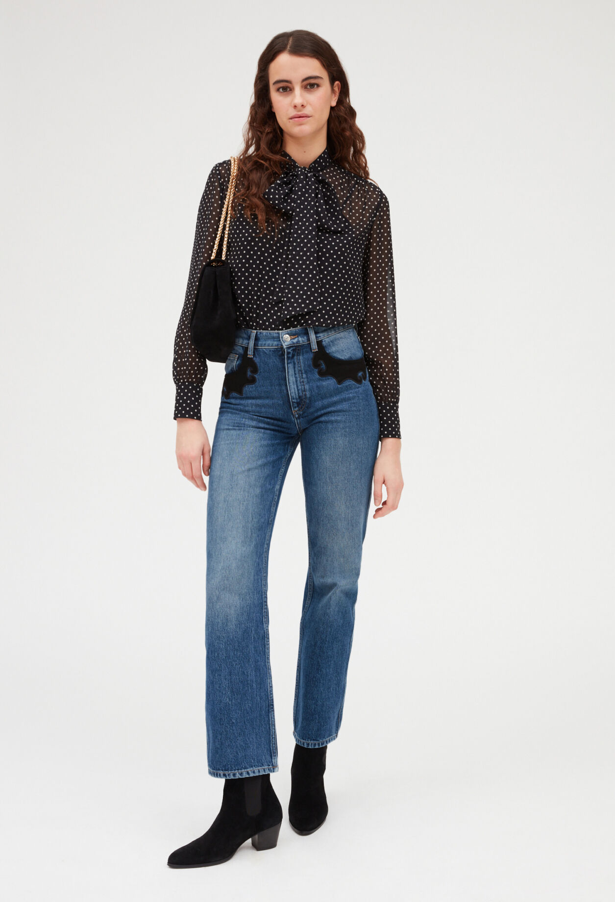 Lavaliere dot blouse DARK PRINT