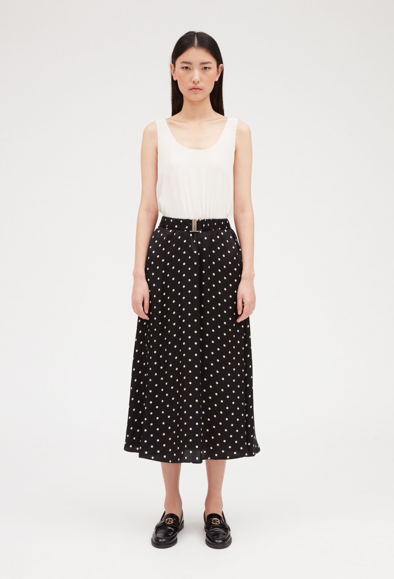 Two-tone mid-length dress DUAL-COLOR