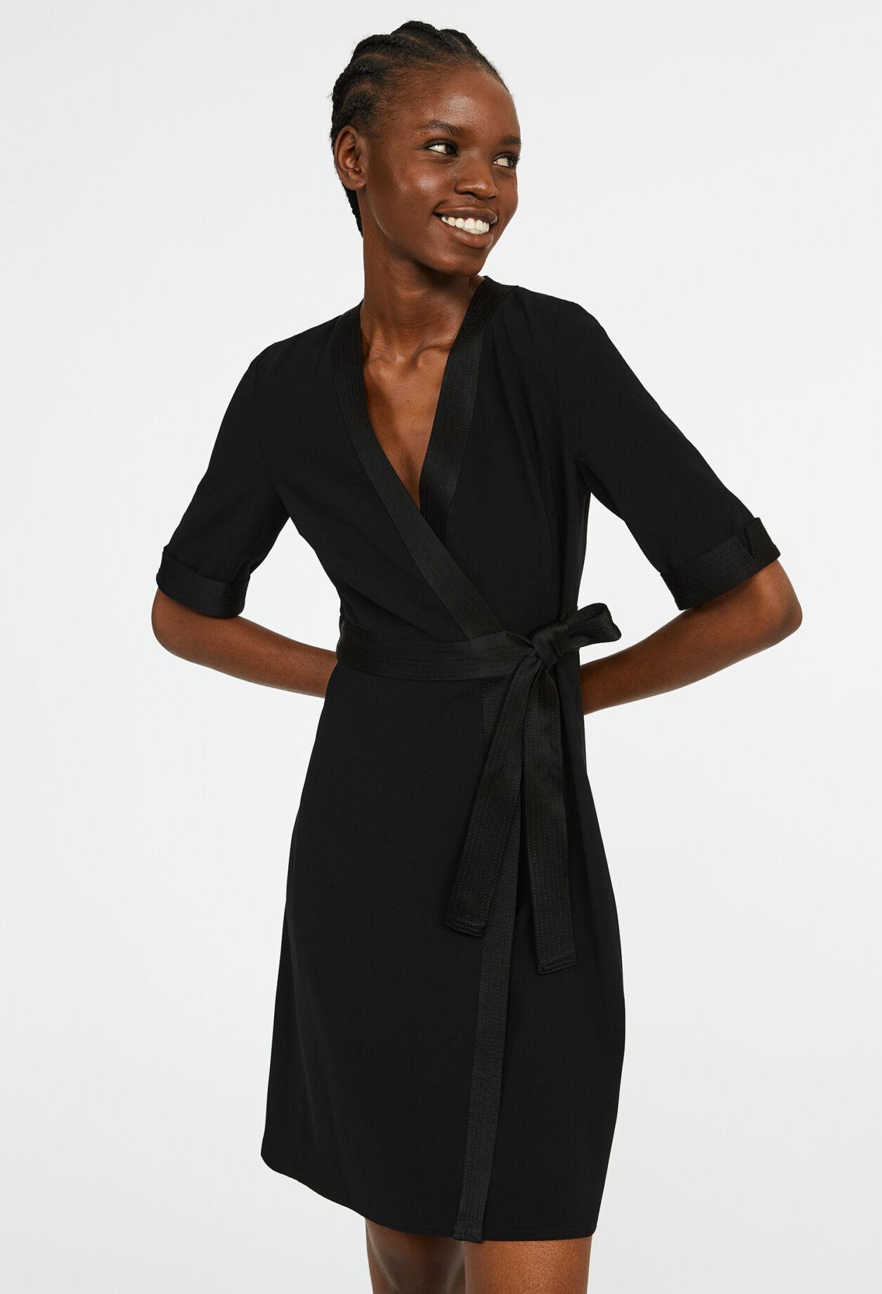 Short wrap dress BLACK