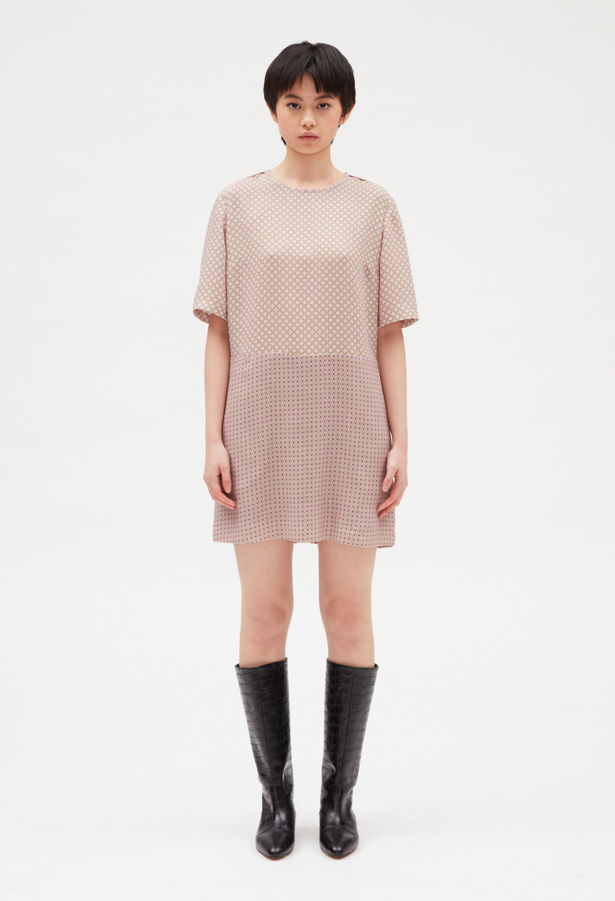 Printed pink mini dress LIGHT PRINT
