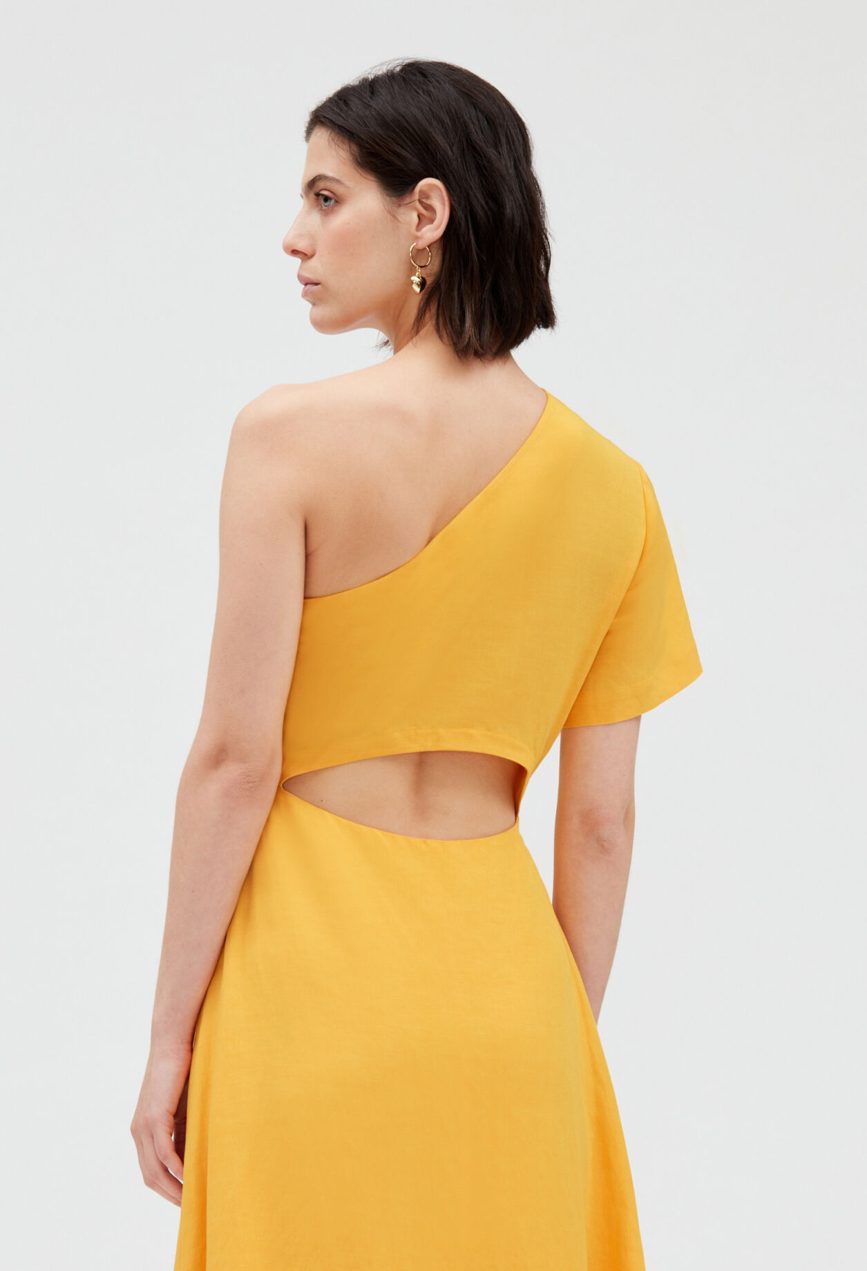 Yellow asymmetric midi dress MIMOSA