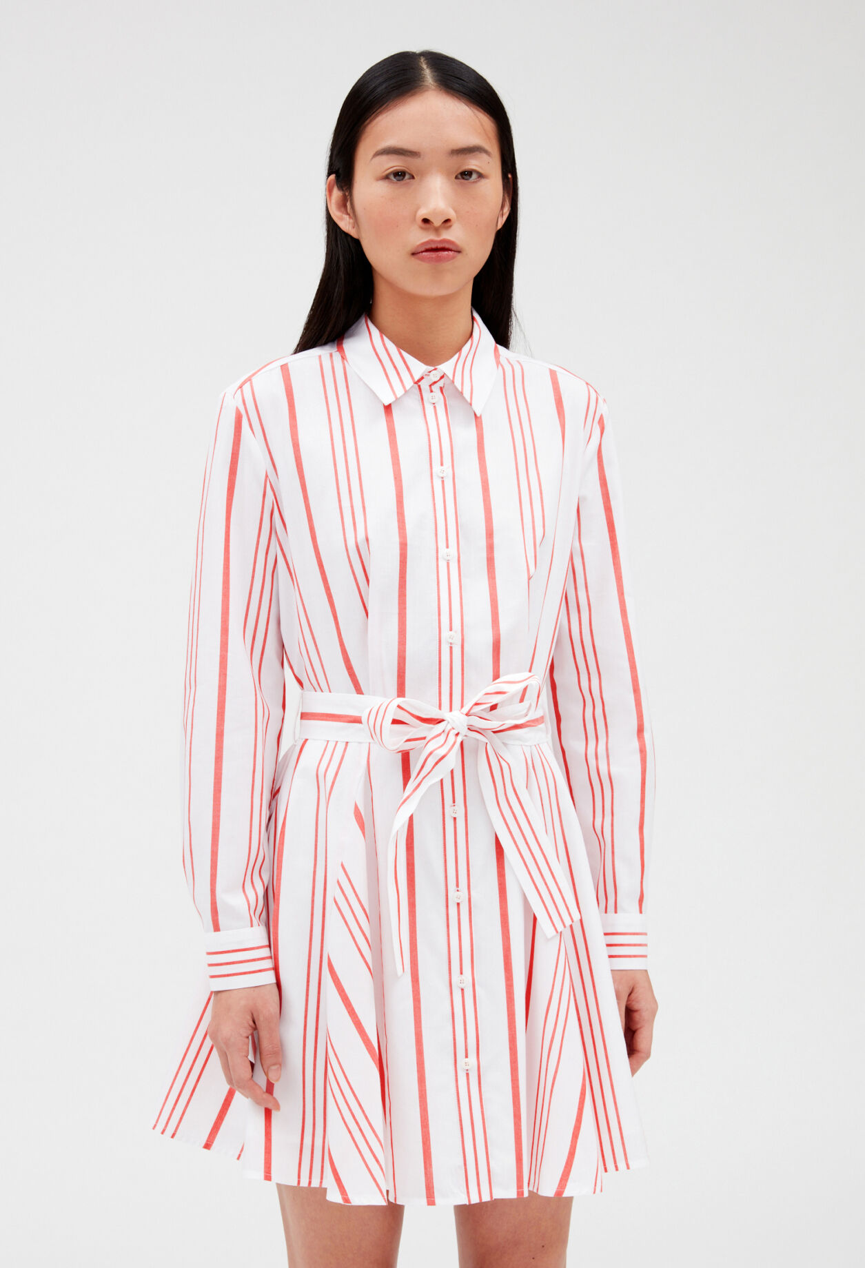 Short striped shirt dress DUAL-COLOR