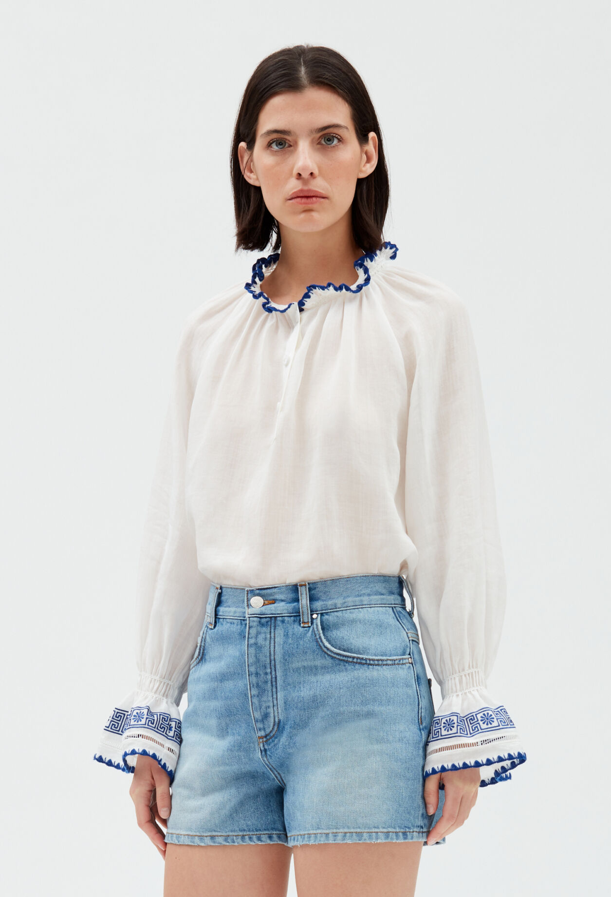 Ecru embroidered blouse ECRU