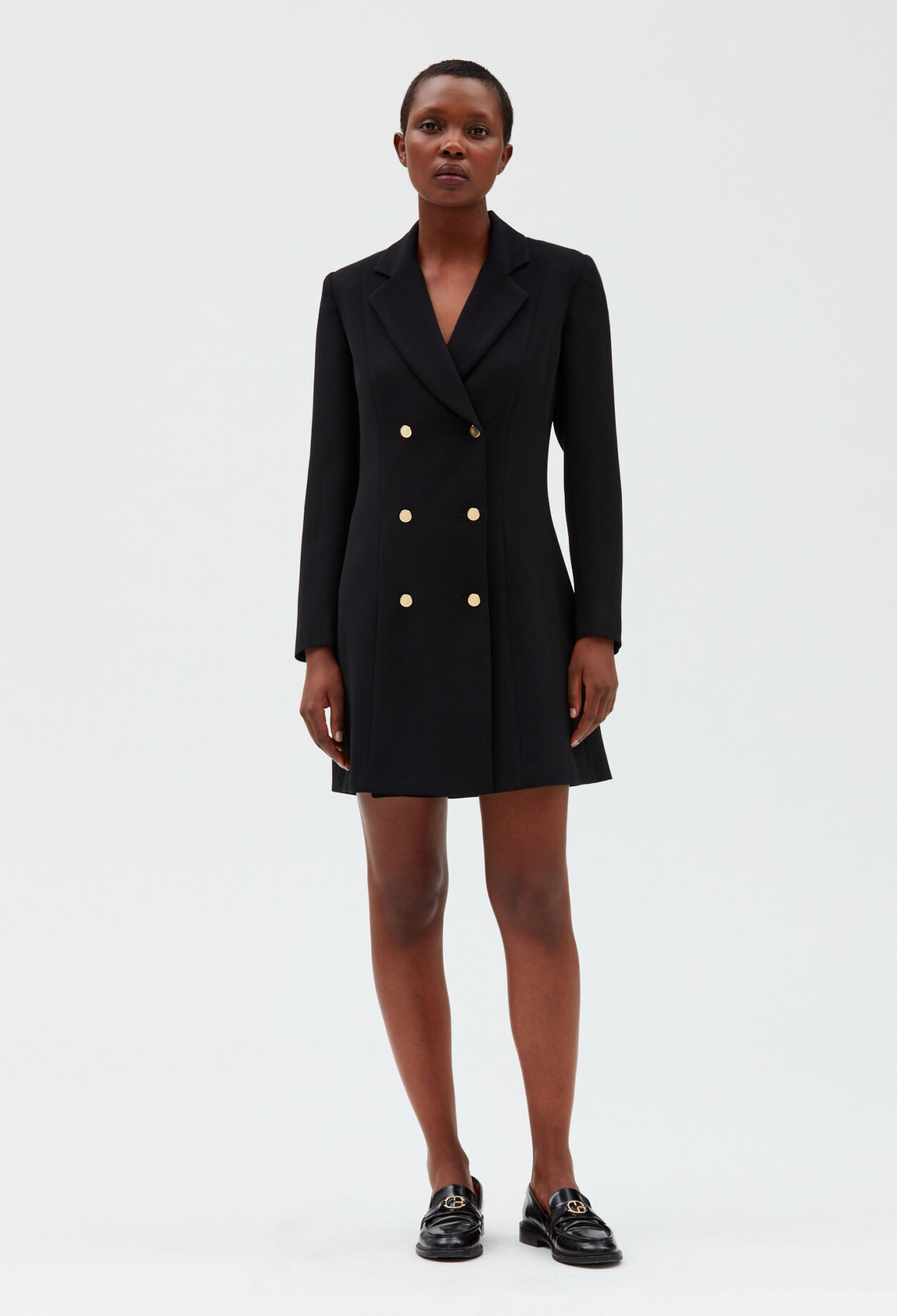 Double buttonned blazer short dress BLACK