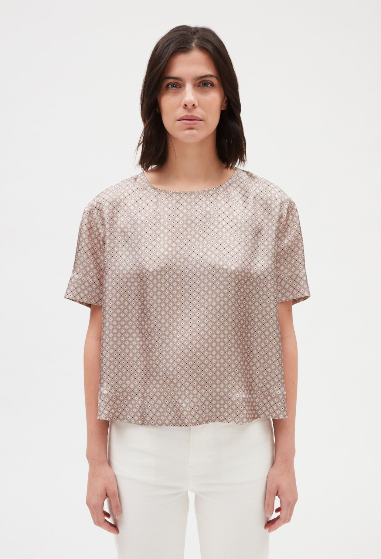 Printed pink silk blouse LIGHT PRINT