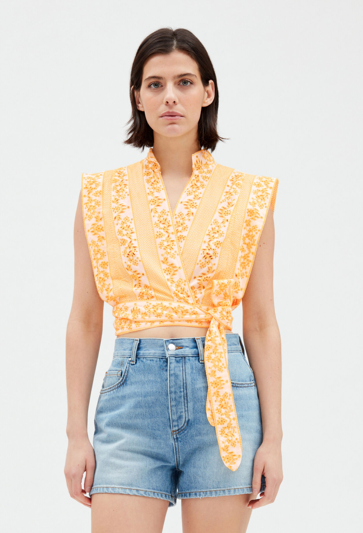 Embroidered mimosa wrap over top MIMOSA