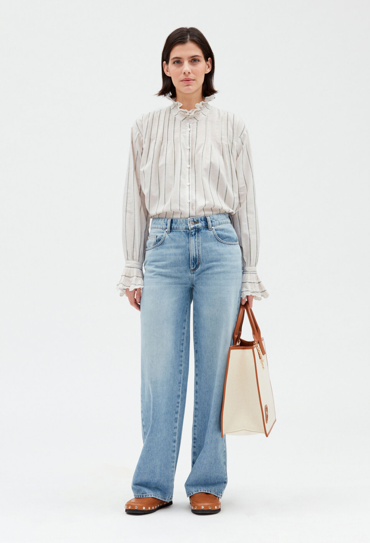 Striped ruffled shirt MULTICOLORED