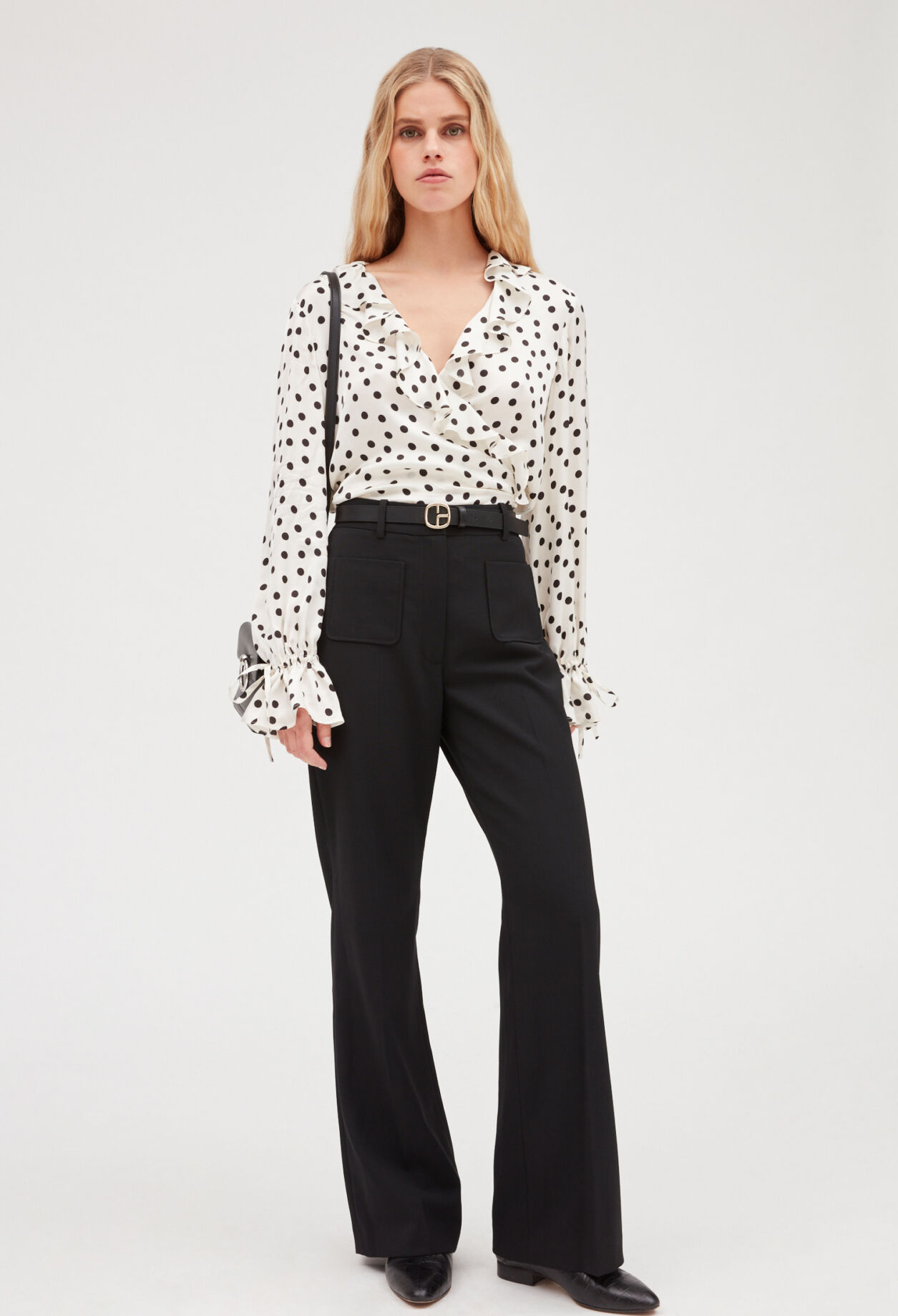 Ruffled blouse with polka dots LIGHT PRINT