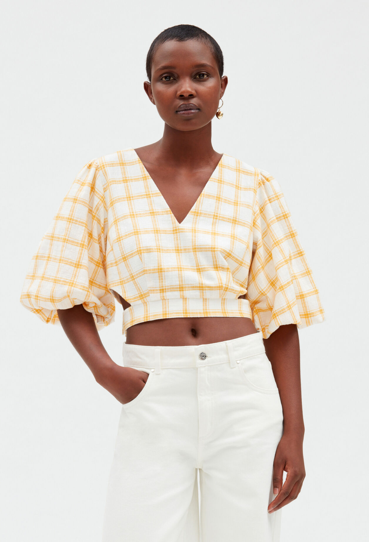 Checked crop top DUAL-COLOR
