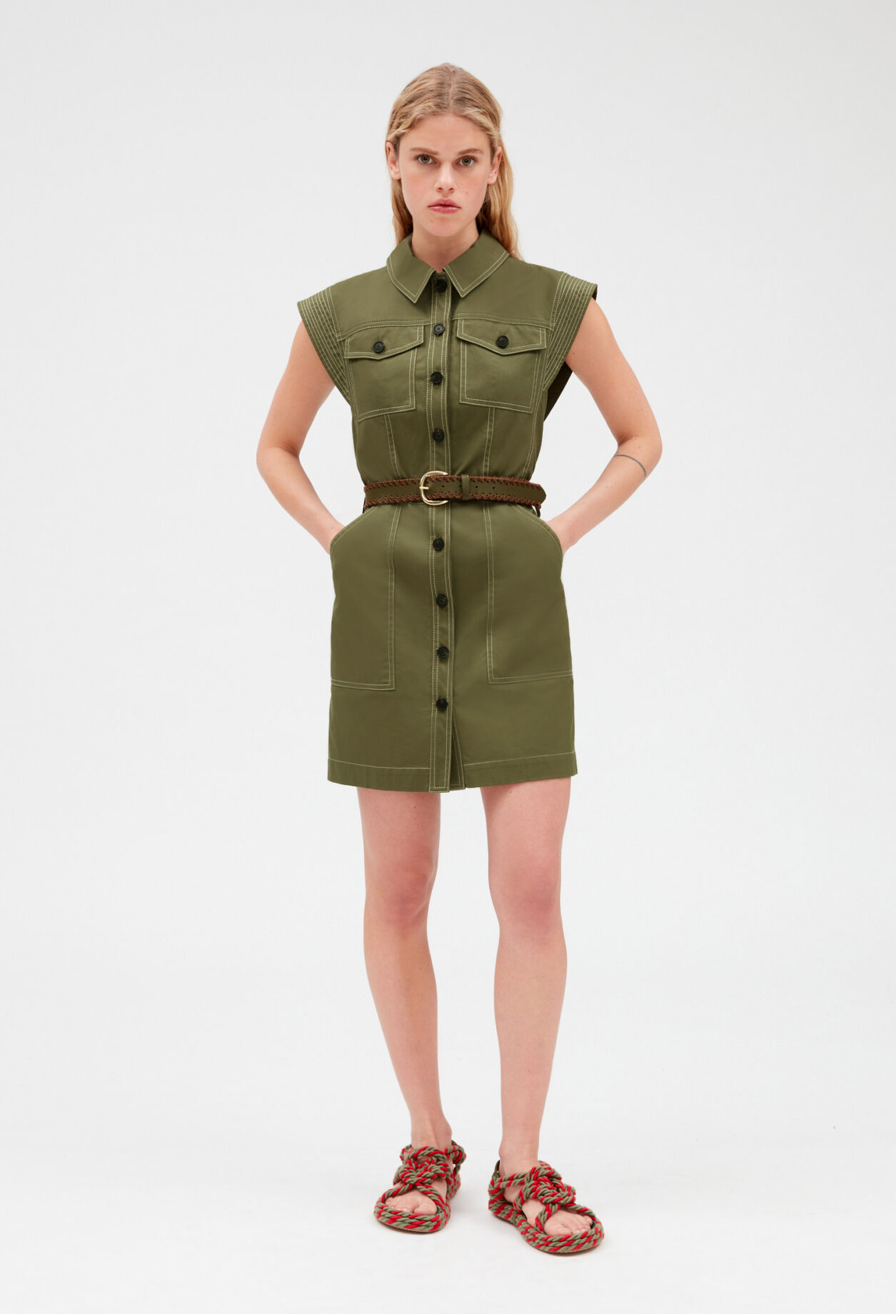 Short khaki dress KHAKI