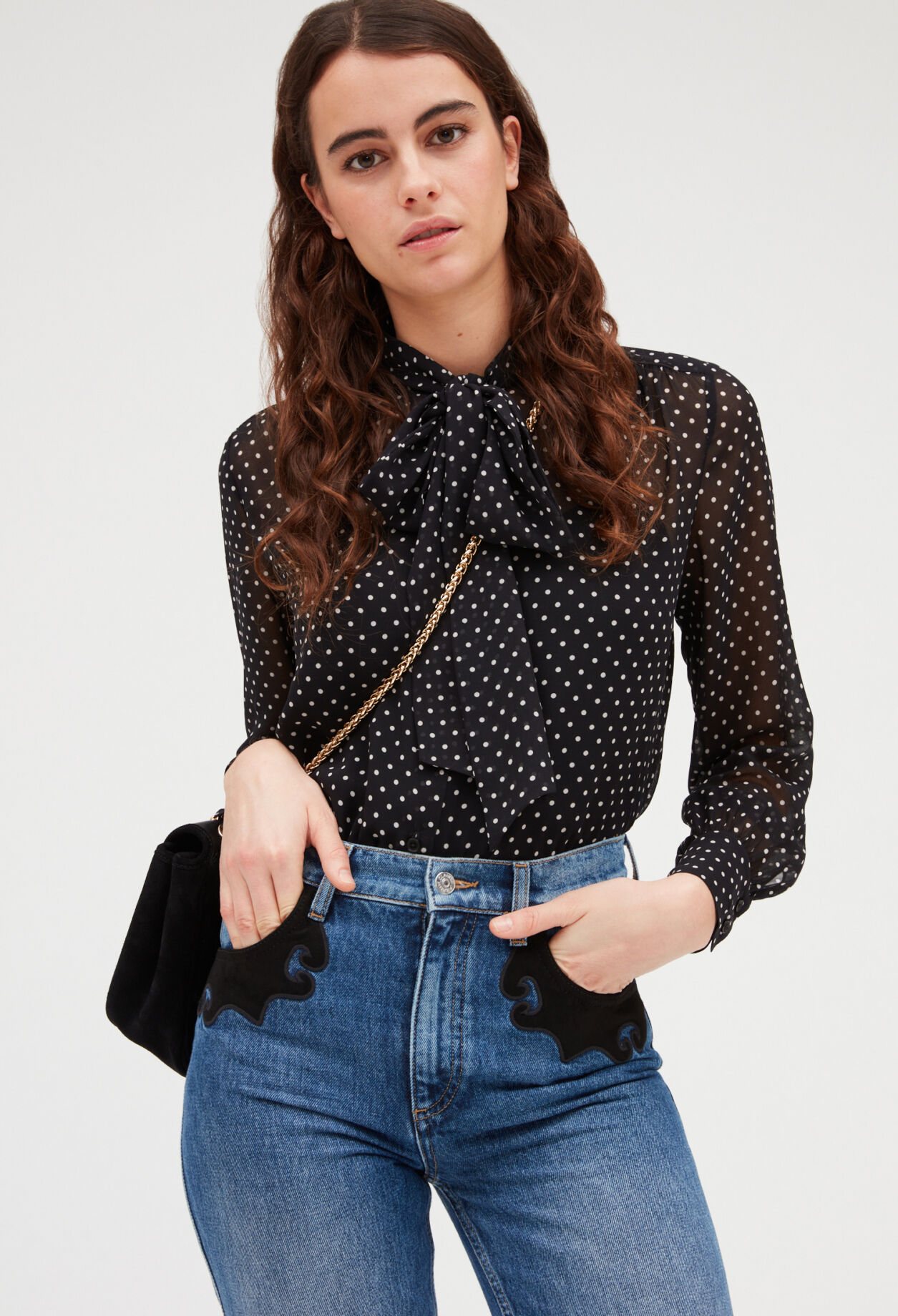 Lavaliere dot blouse DARK PRINT