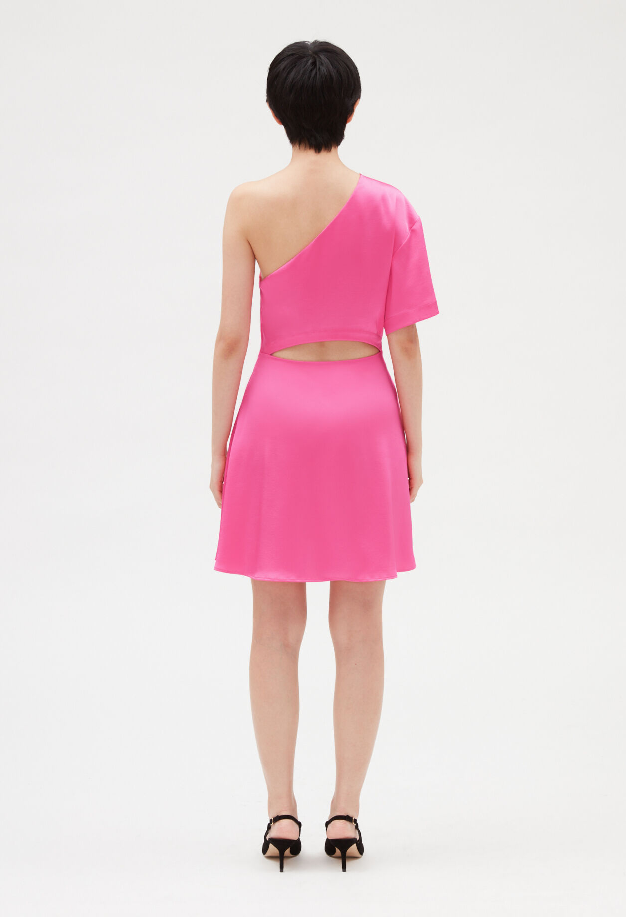 Pink asymmetrical mini dress BUBBLE GUM