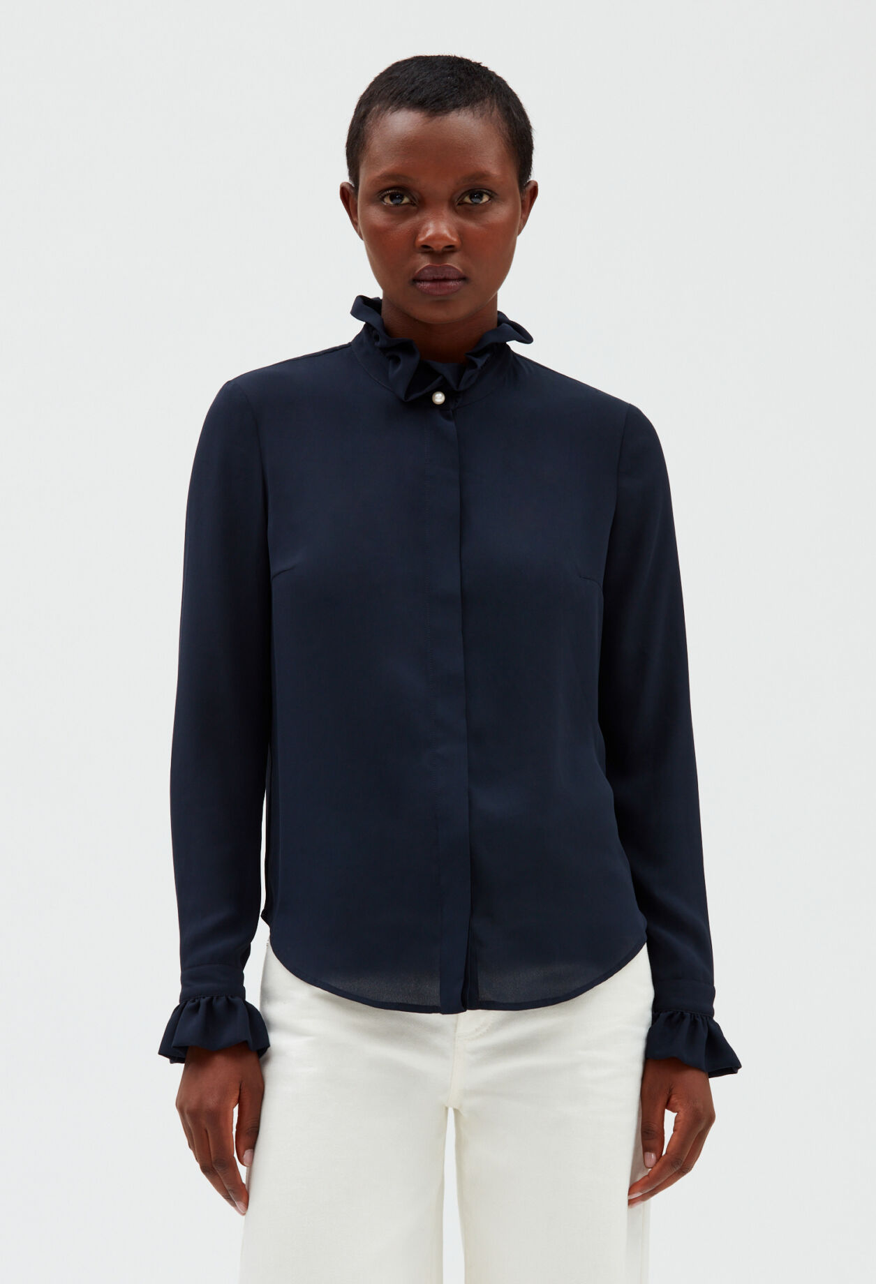 Victorian collar blouse NAVY