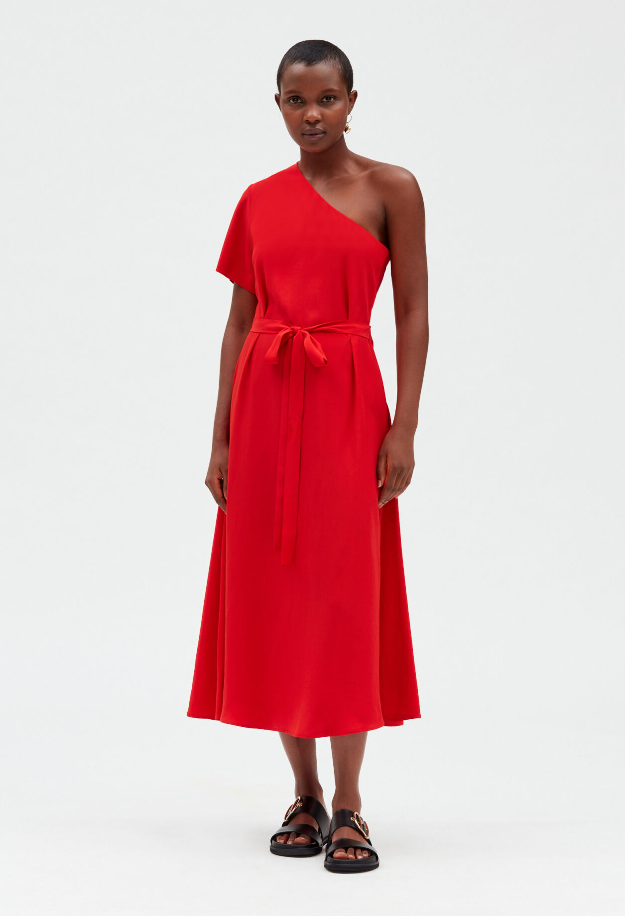 Asymmetric midi dress BLACK
