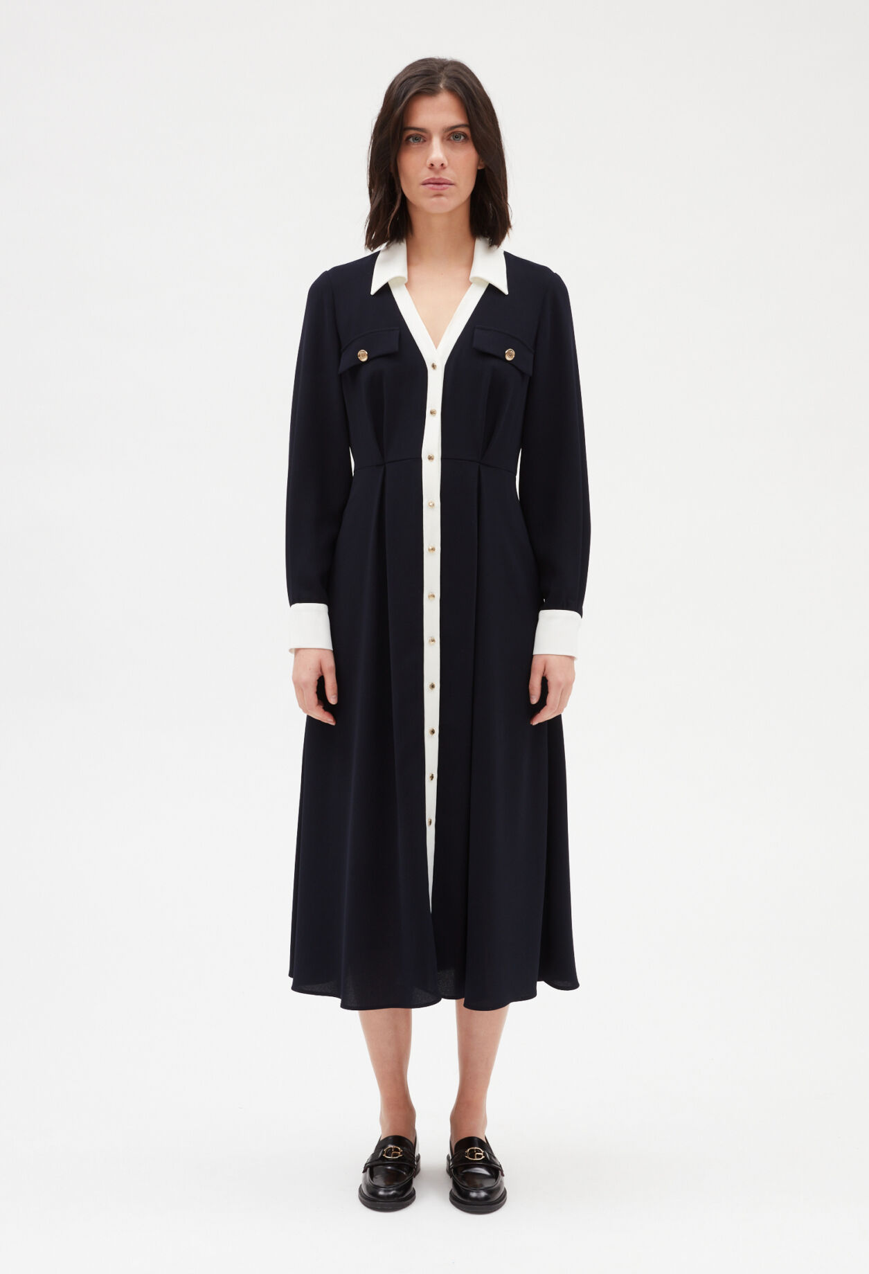 Navy blue mid-length dress NAVY