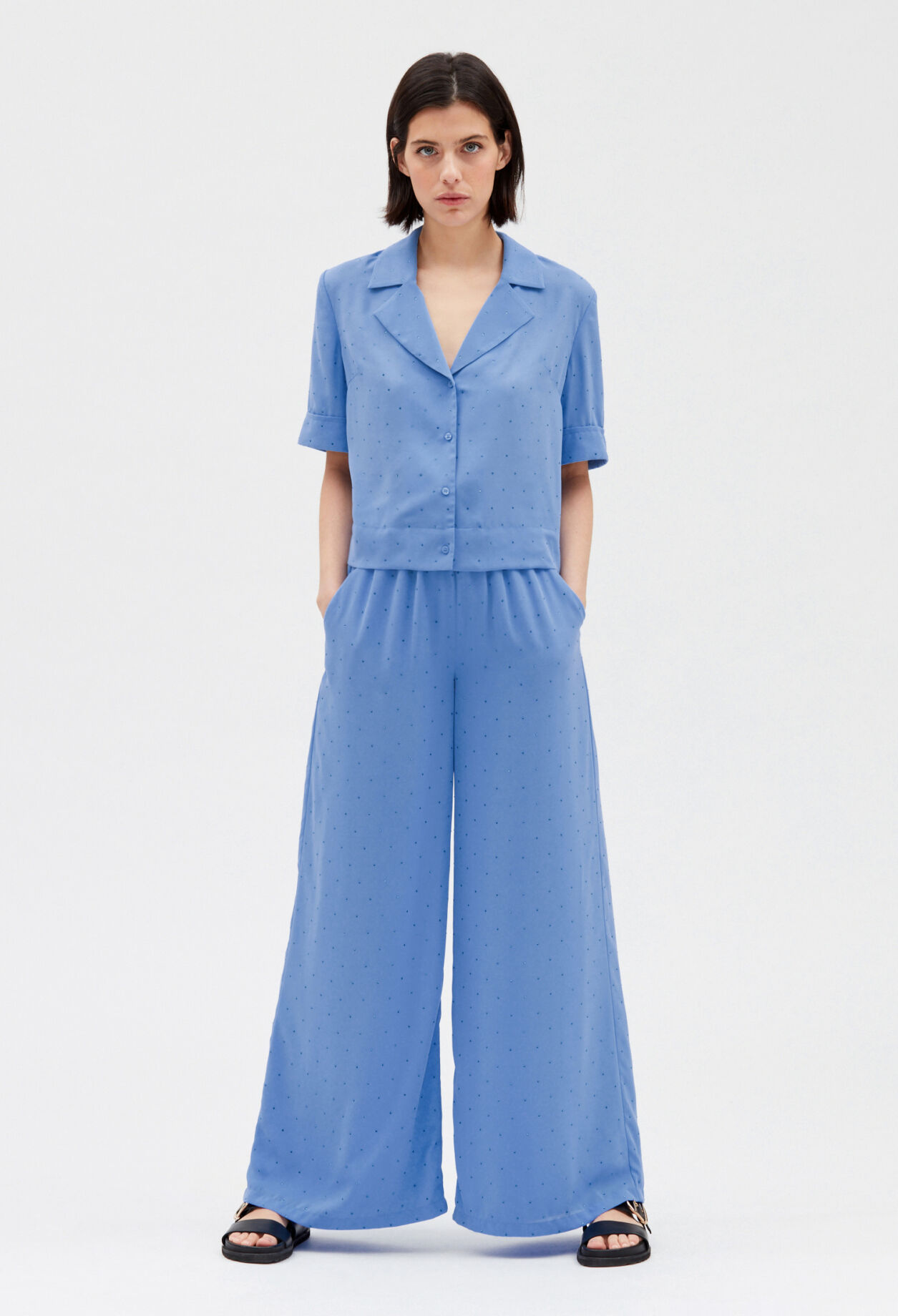 Blue diamanté shirt SKY BLUE