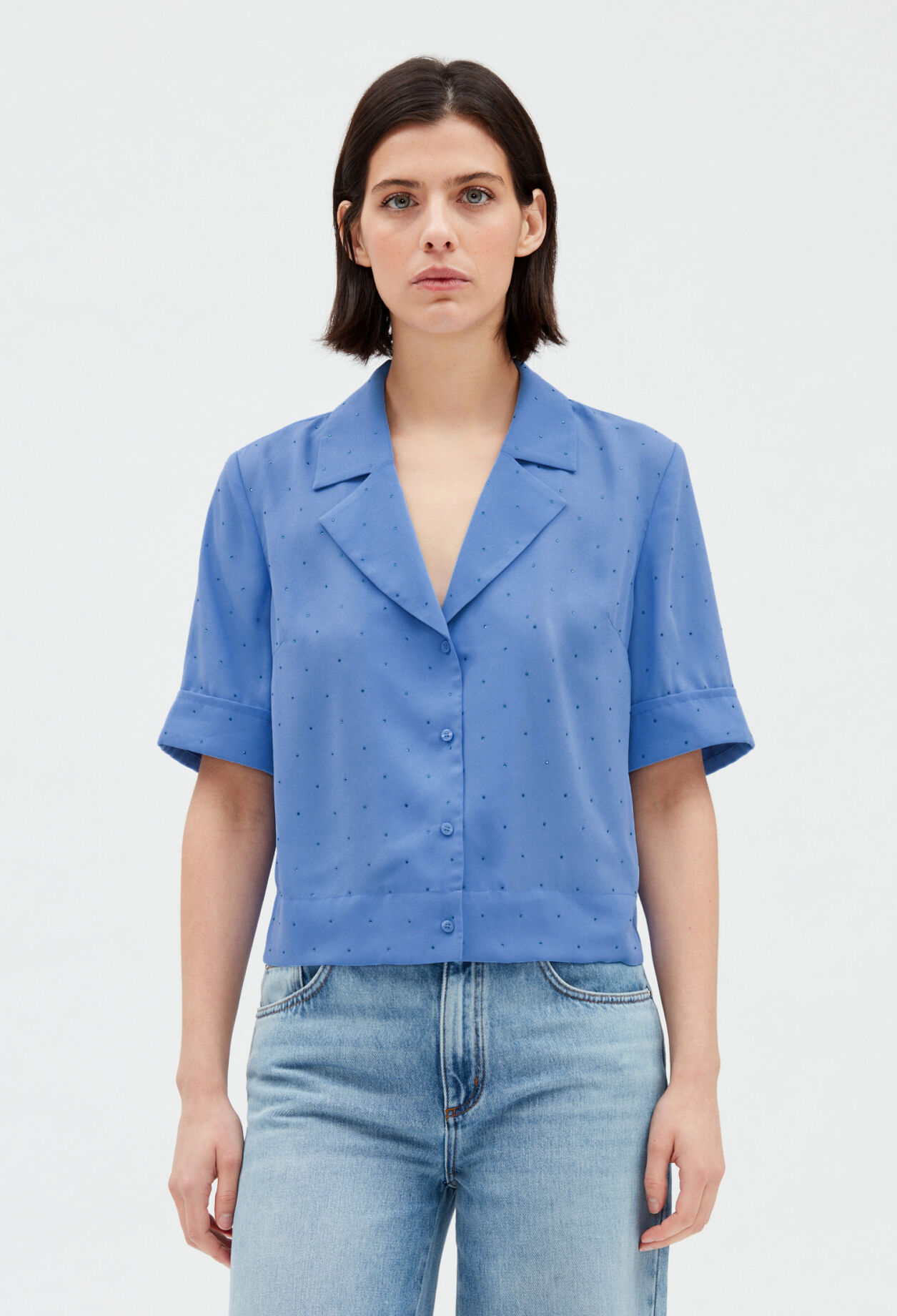 Blue diamanté shirt SKY BLUE