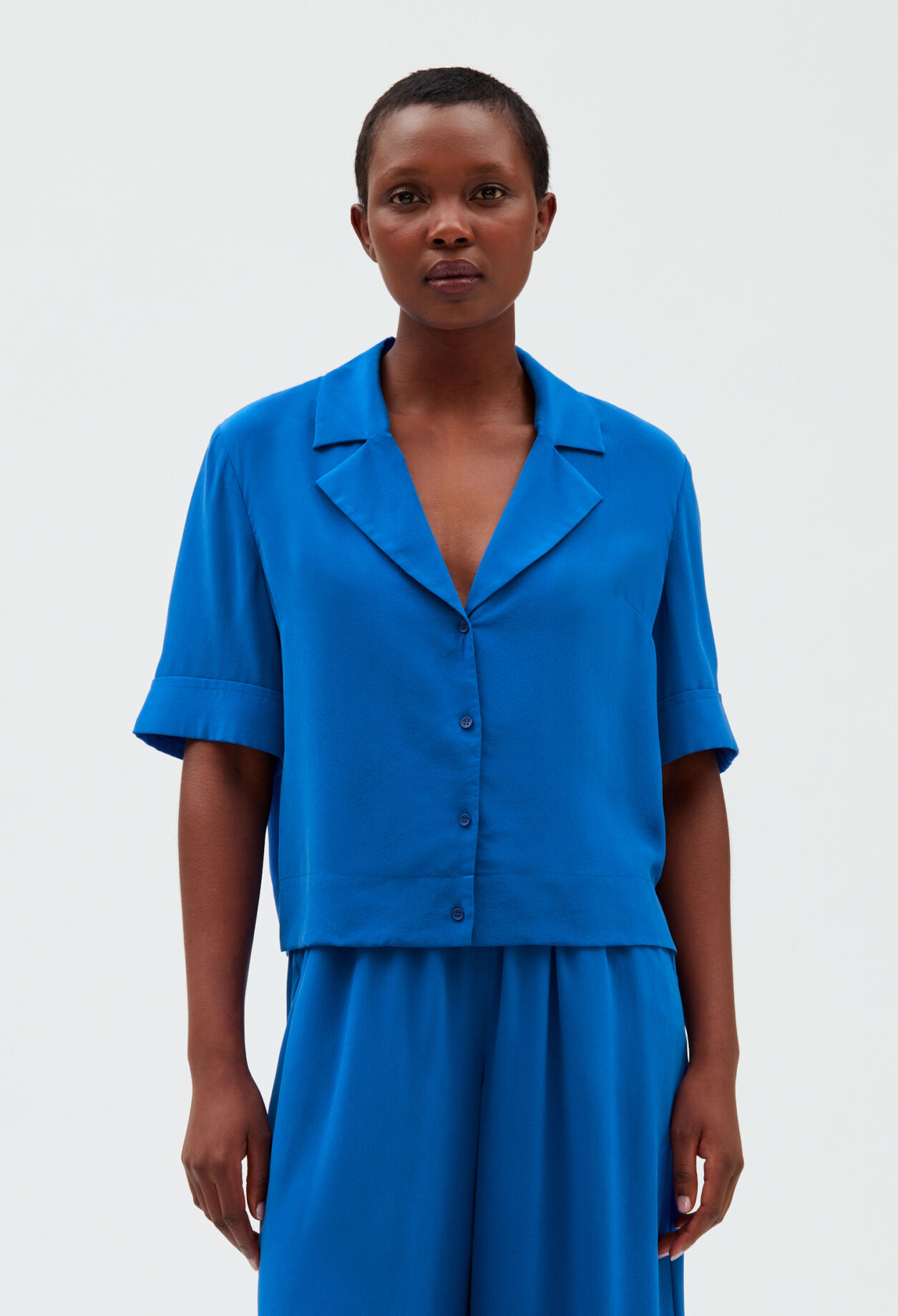 Blue silk shirt SANTORINI BLUE