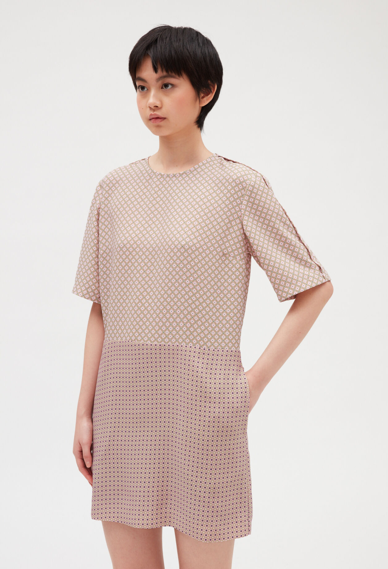 Printed pink mini dress LIGHT PRINT