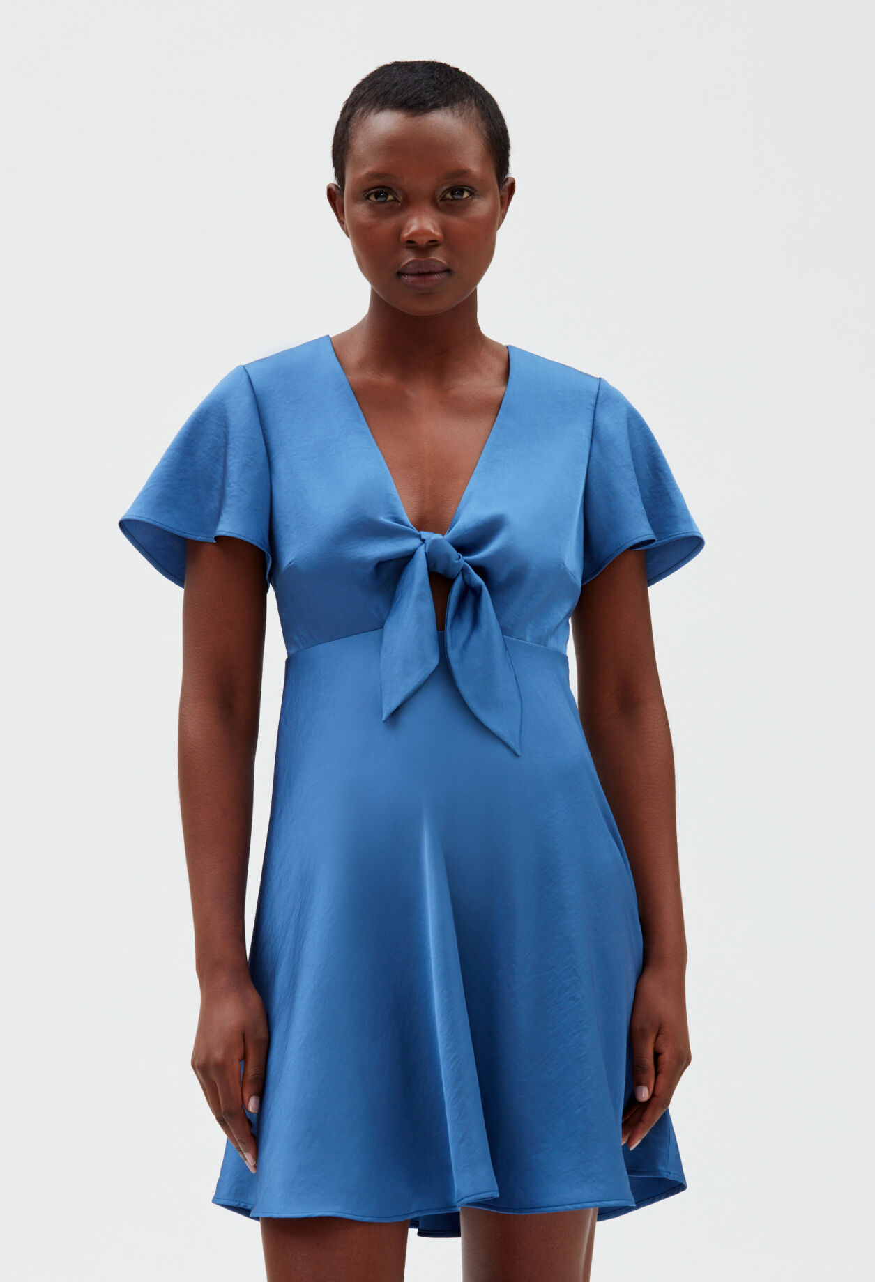 Short flowing blue dress STORM BLUE