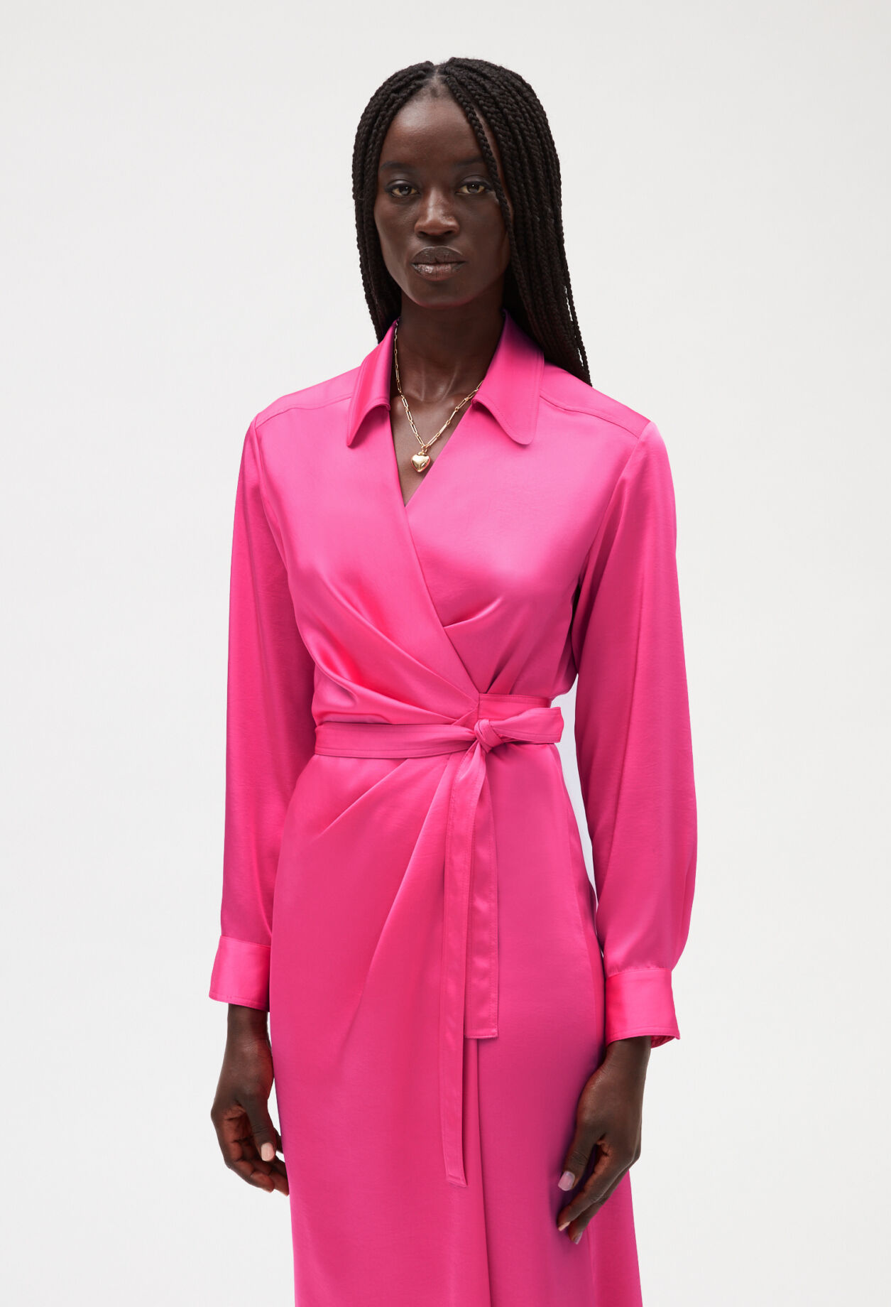 Pink mid-length wrap dress BUBBLE GUM