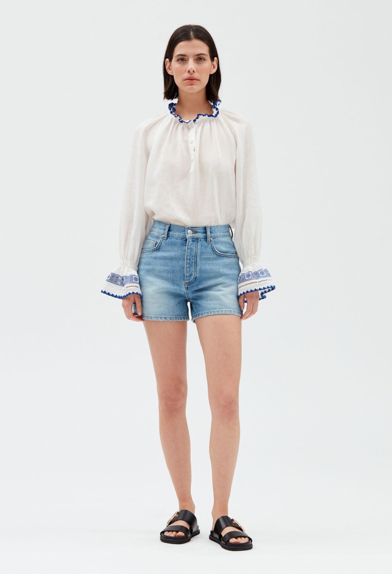 Ecru embroidered blouse ECRU