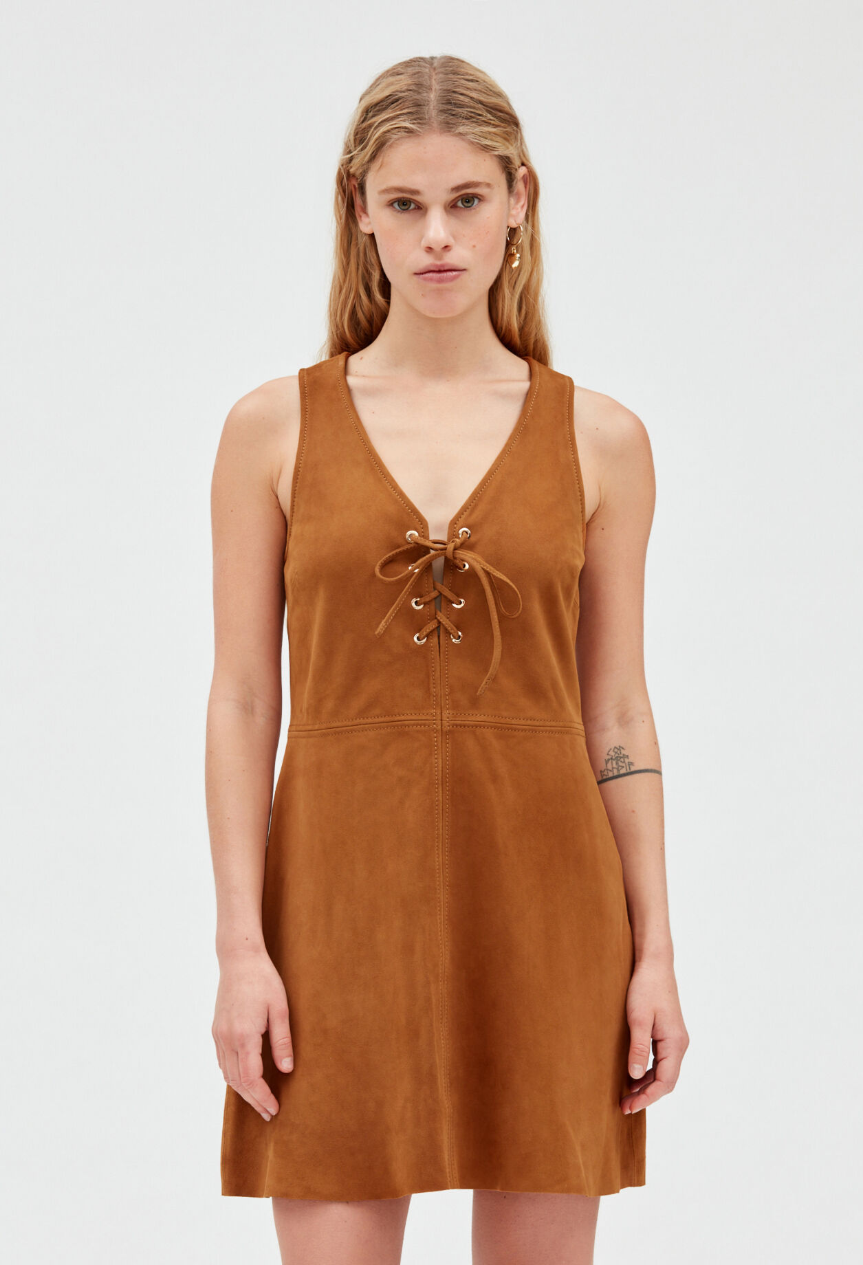 Suede dress CAMEL