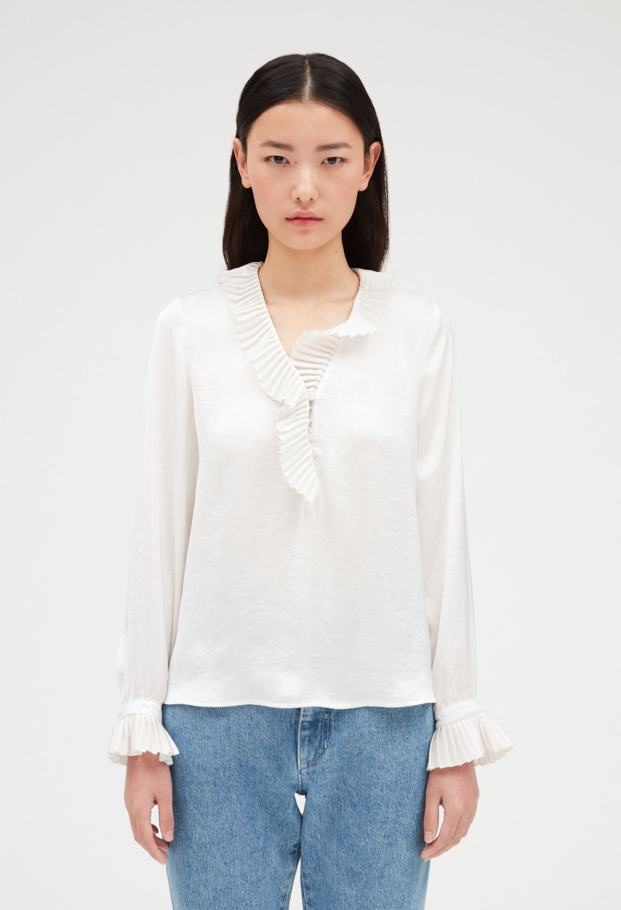 Ruffled blouse NAVY
